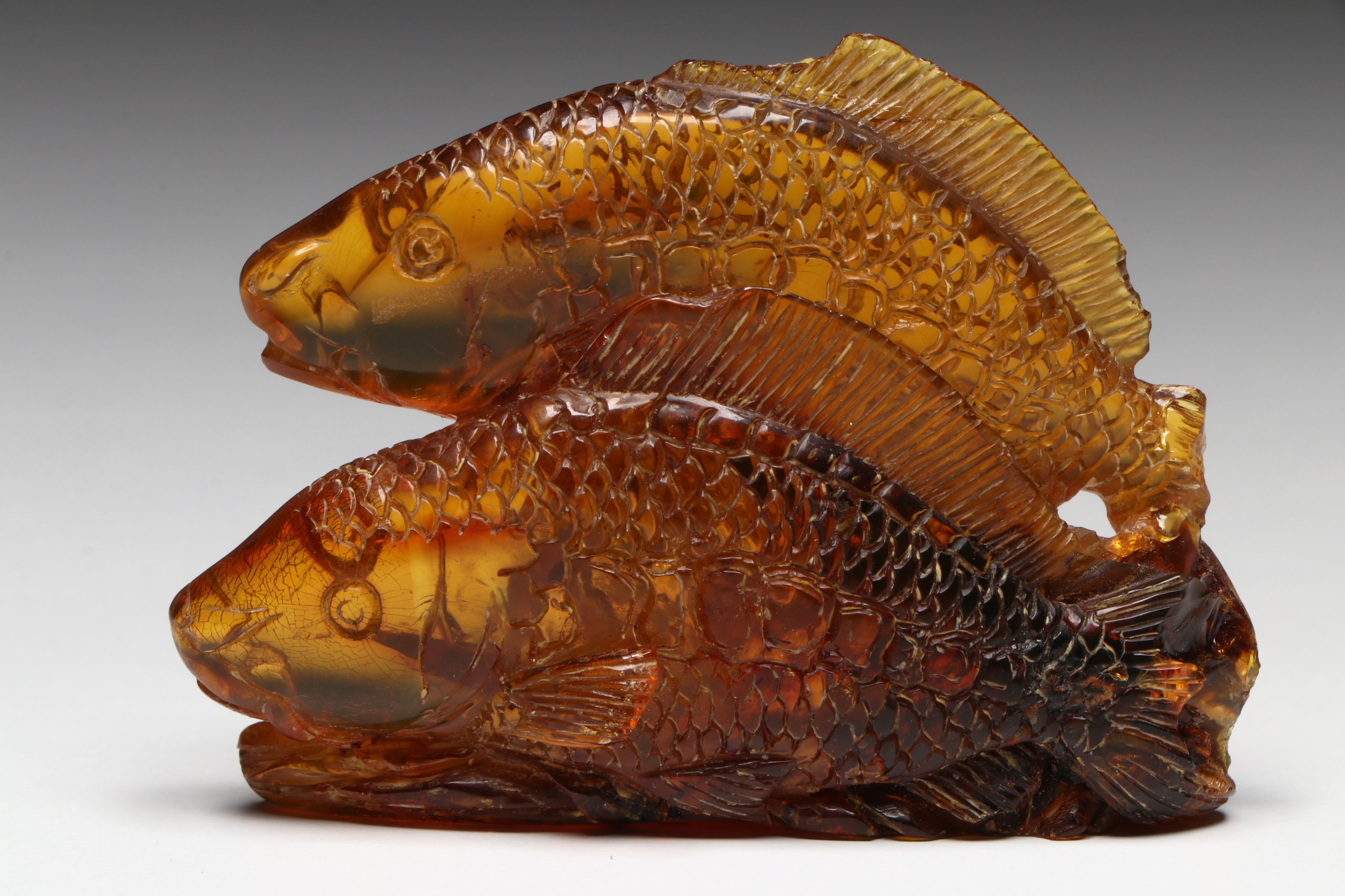 Chinese Carved Amber Fish