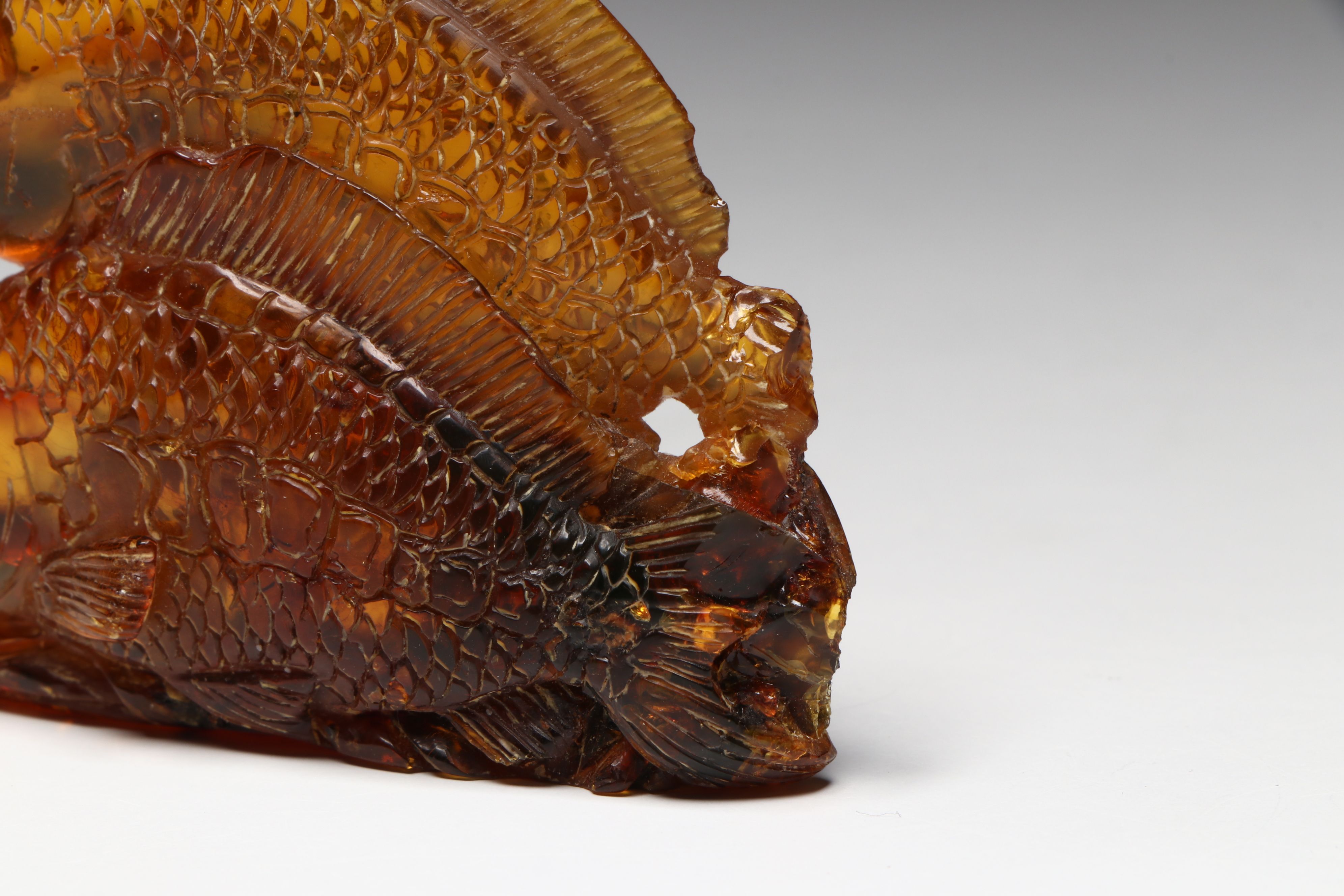 Chinese Carved Amber Fish