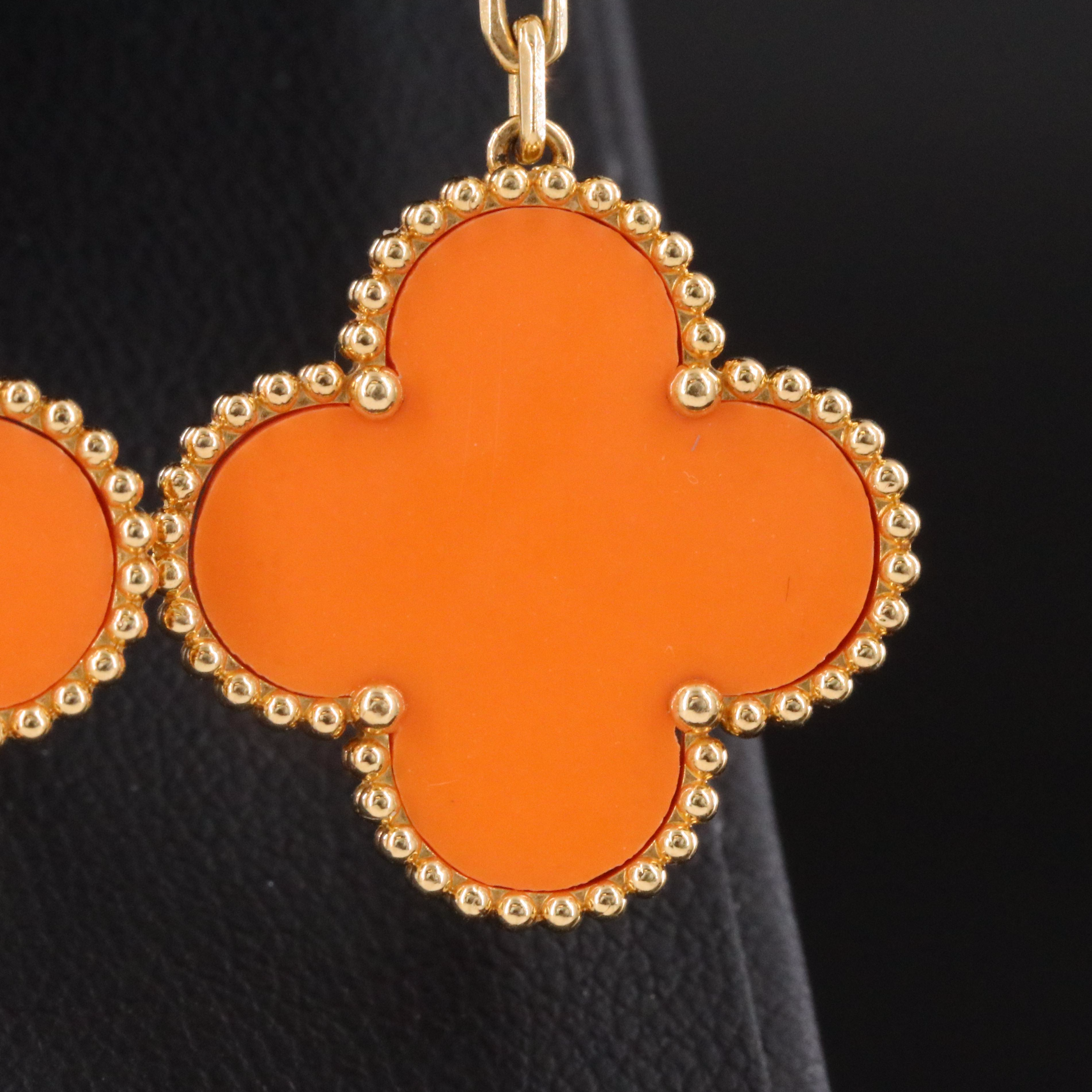 Van Cleef & Arpels Magic Alhambra 18K Coral Earrings