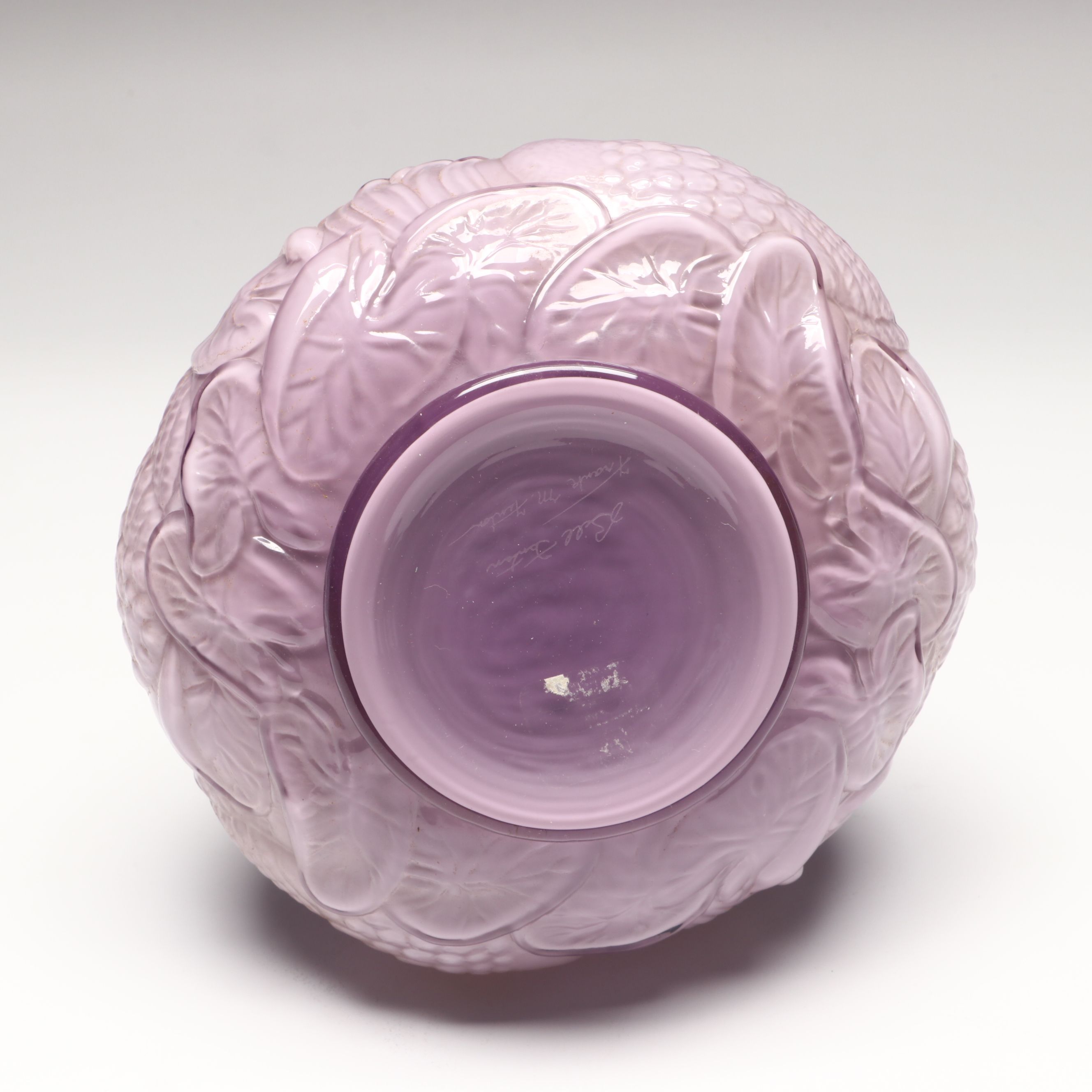 Fenton Embossed Swan Purple Glass Vase