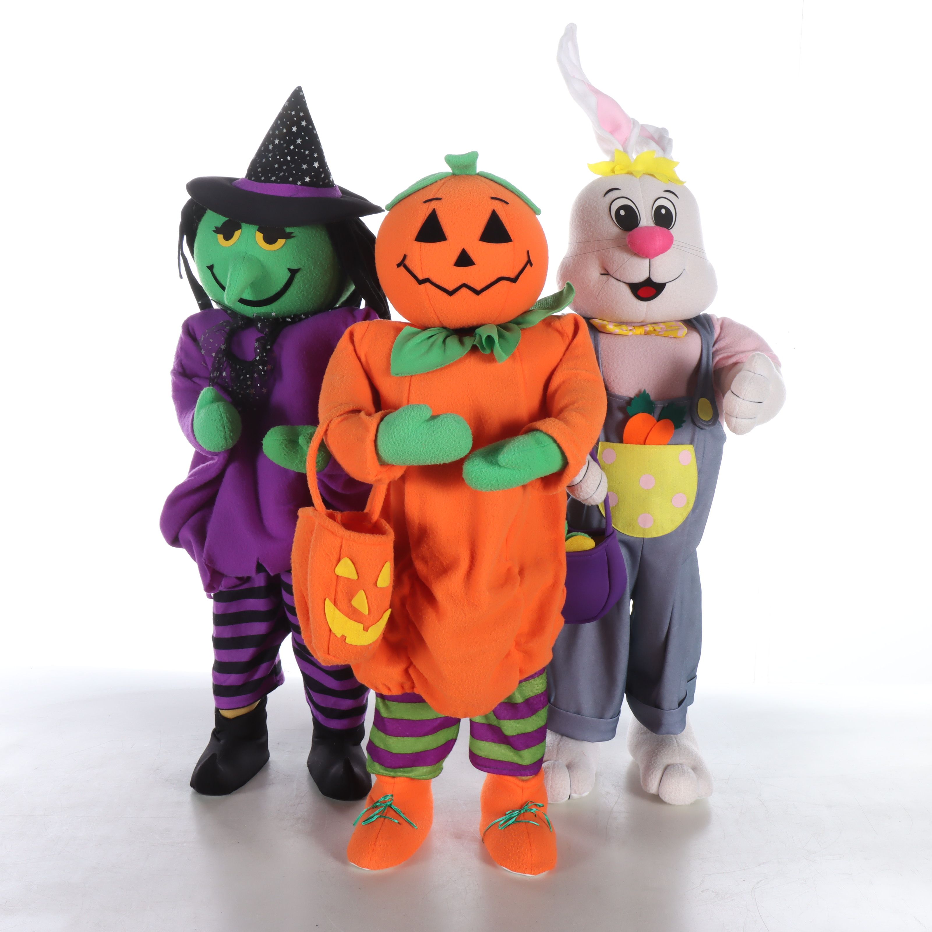 Anthropomorphic Easter Rabbit and Other Fabric Halloween Decorations