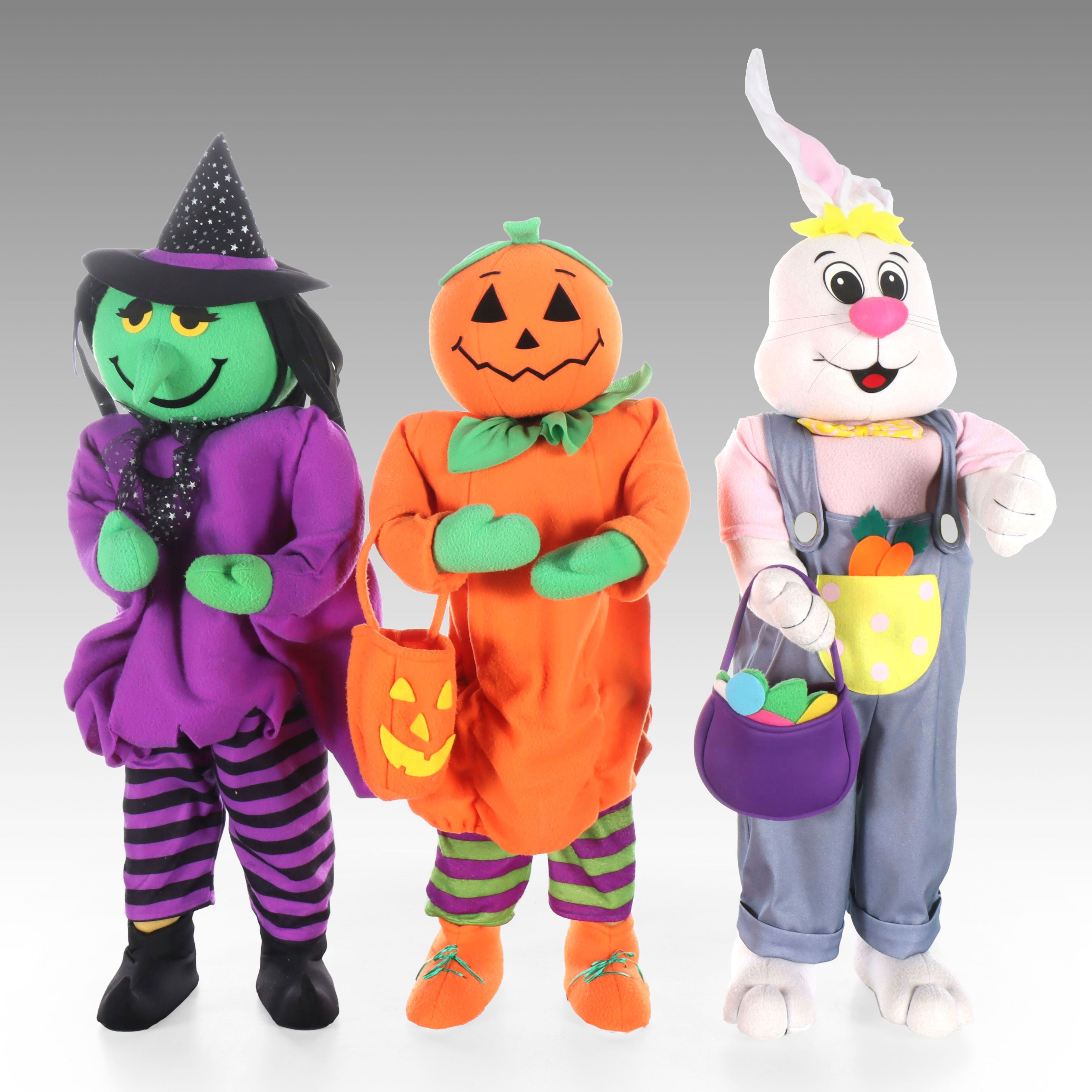 Anthropomorphic Easter Rabbit and Other Fabric Halloween Decorations
