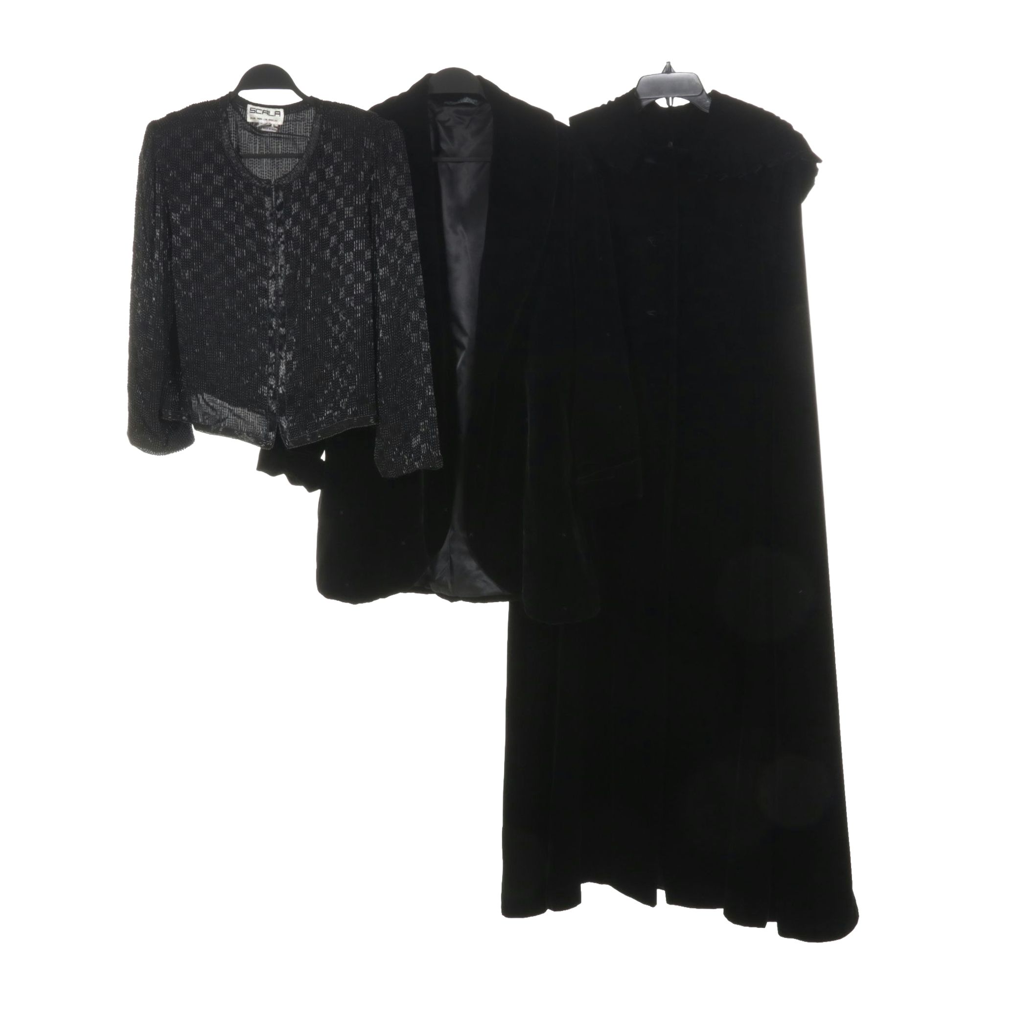 Scala Beaded Evening Jacket with Laura Ashley Black Velvet Coat and Cape