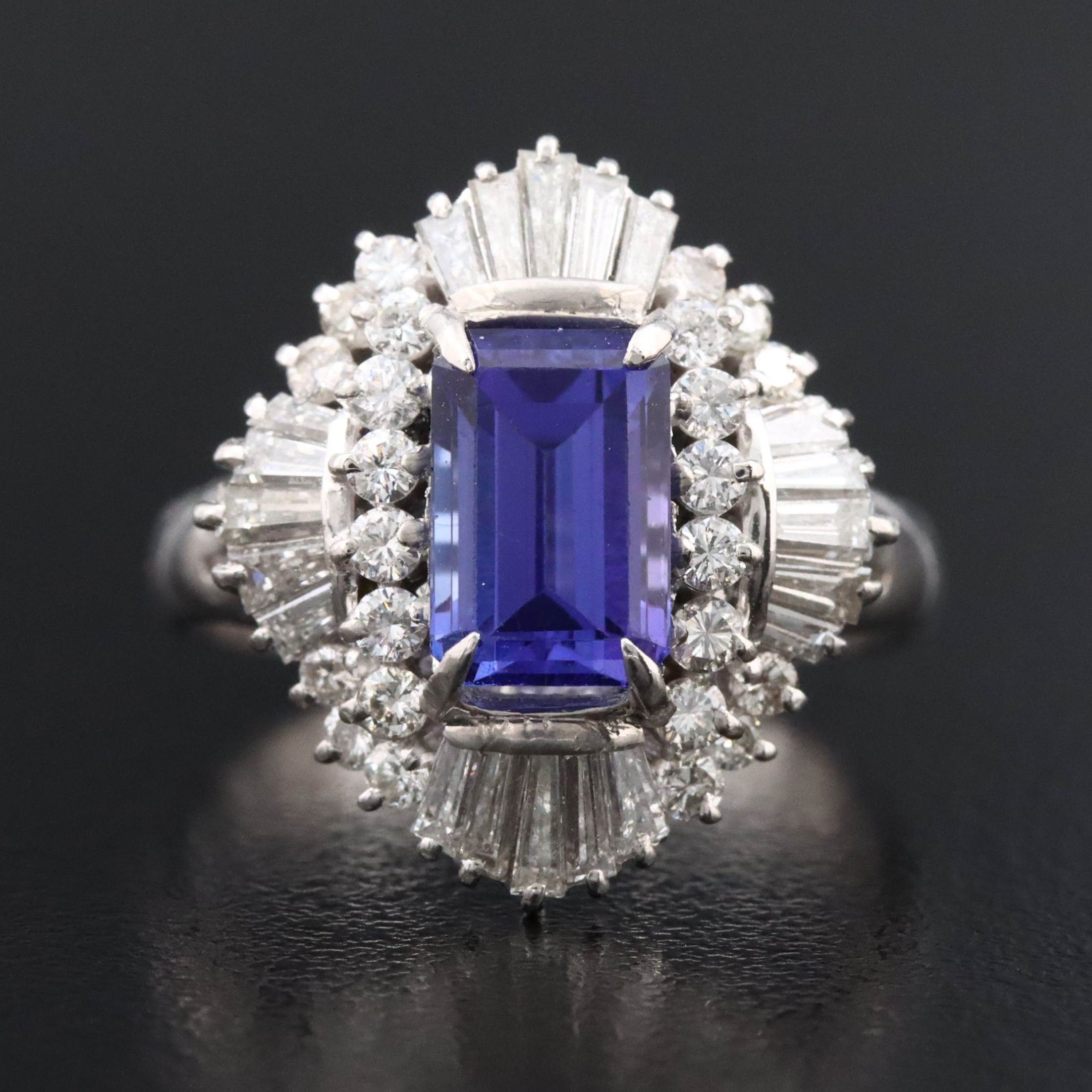 Platinum Tanzanite and Diamond Ballerina Ring