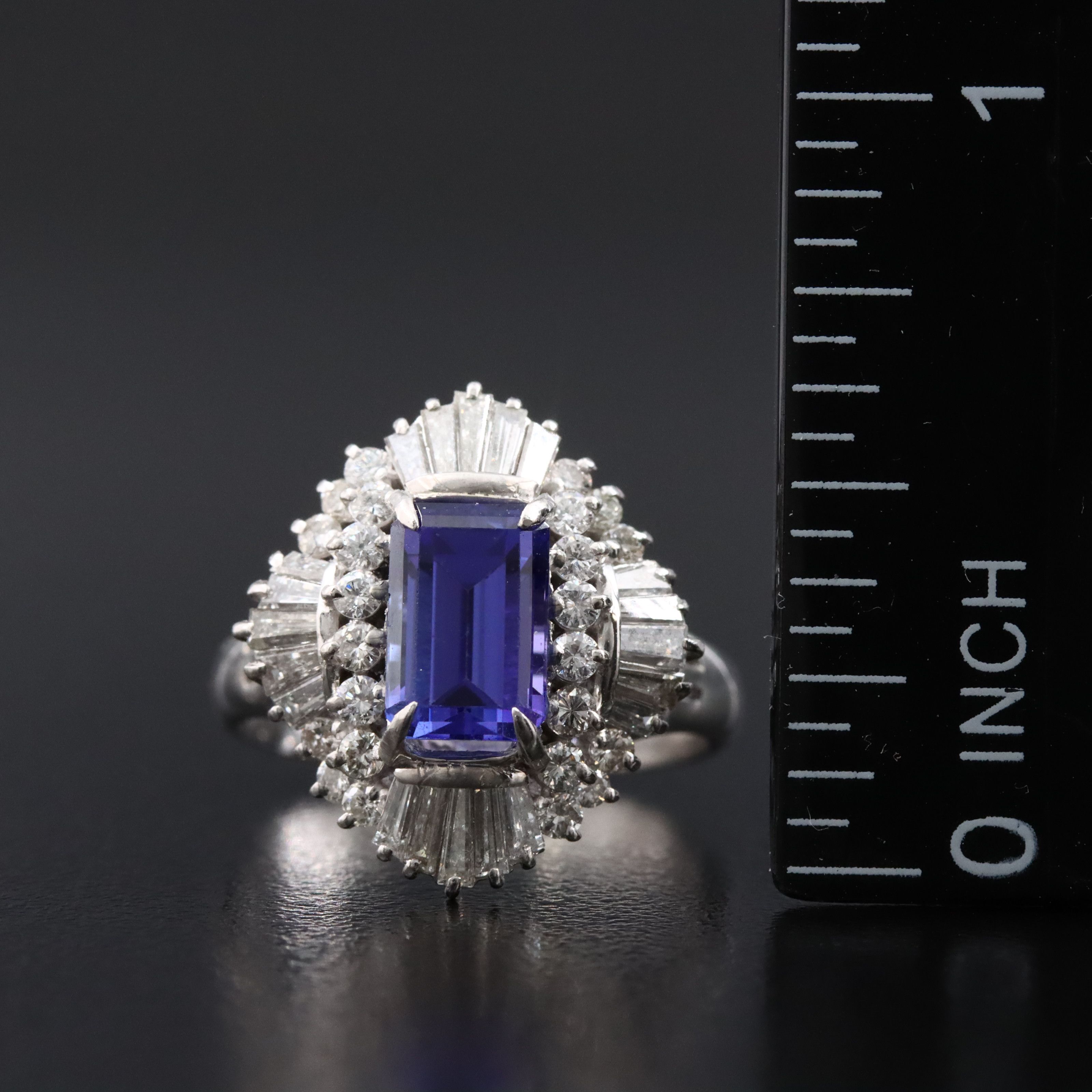 Platinum Tanzanite and Diamond Ballerina Ring
