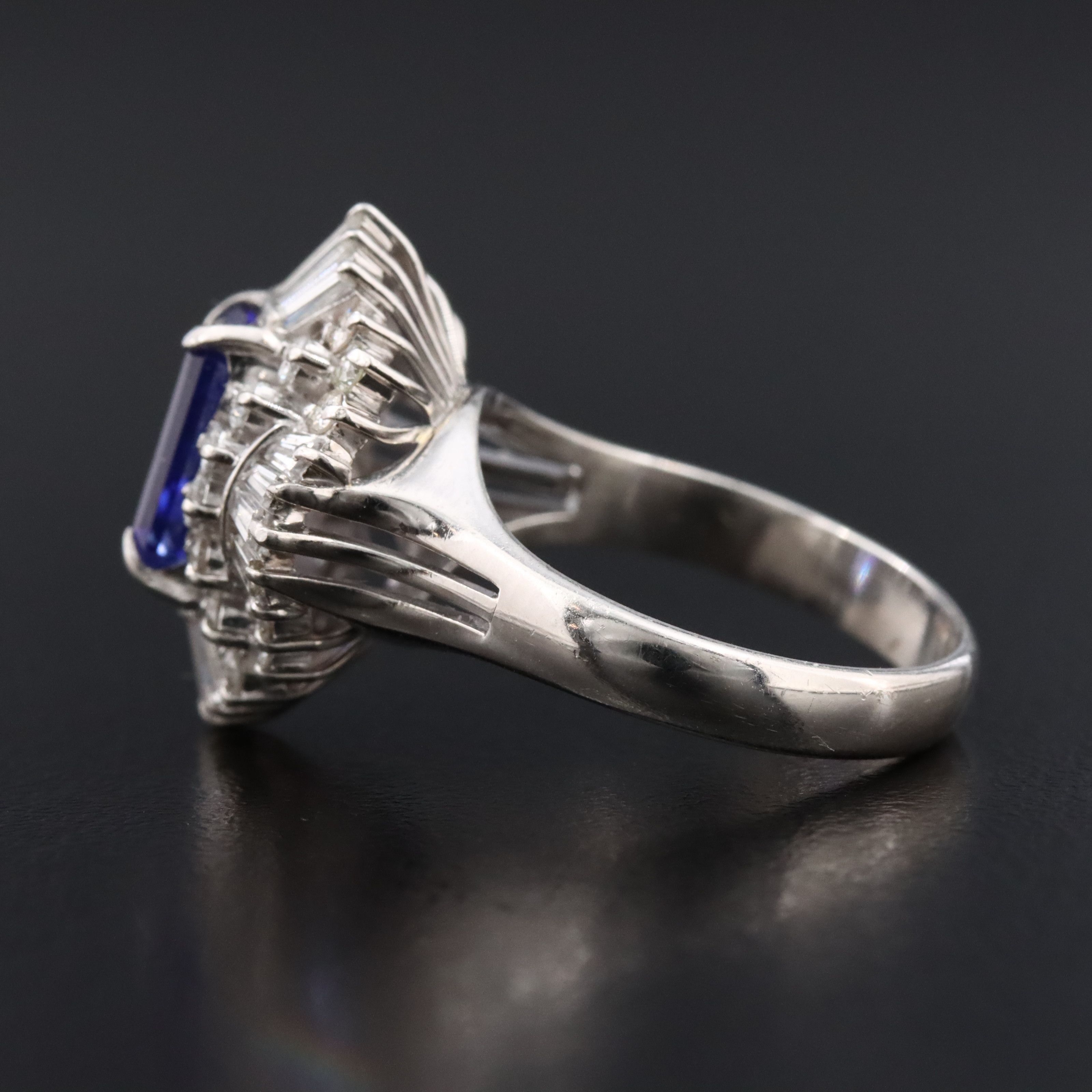 Platinum Tanzanite and Diamond Ballerina Ring