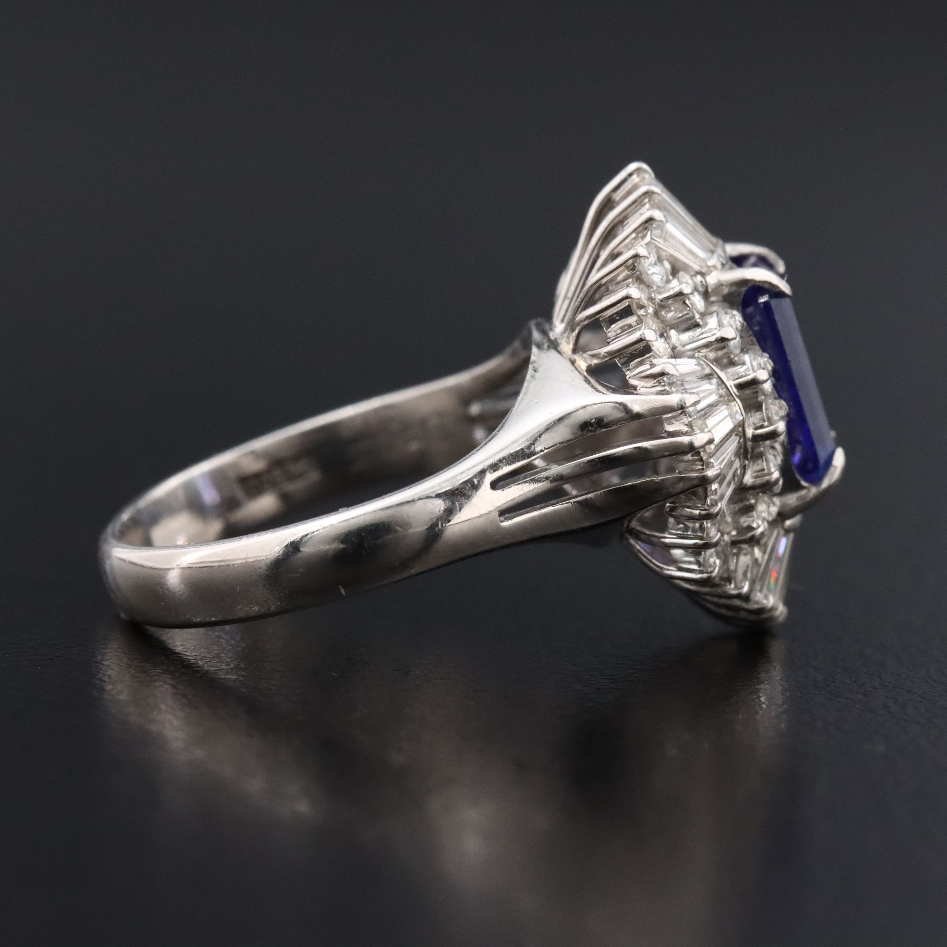 Platinum Tanzanite and Diamond Ballerina Ring