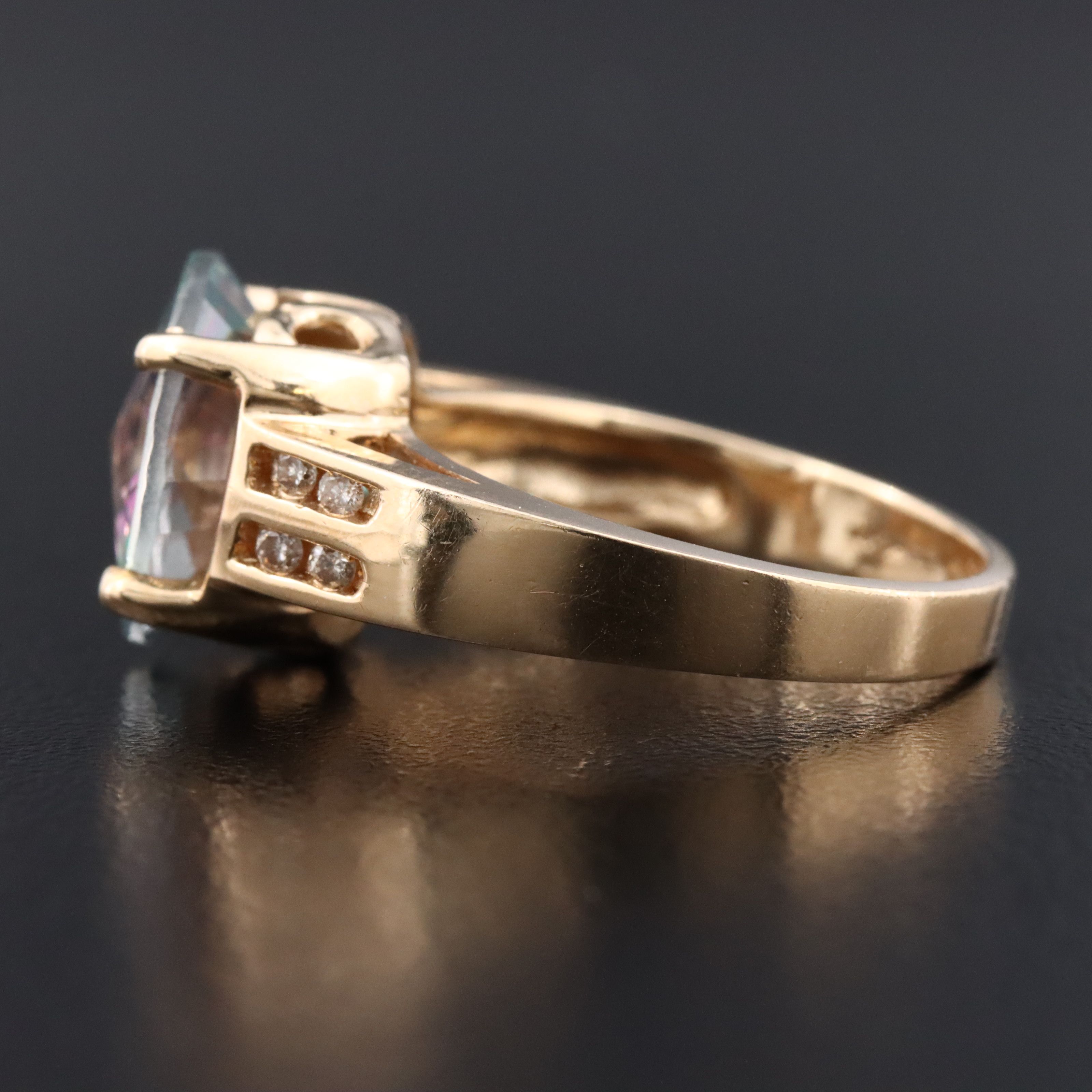 14K Mystic Topaz and Diamond Ring