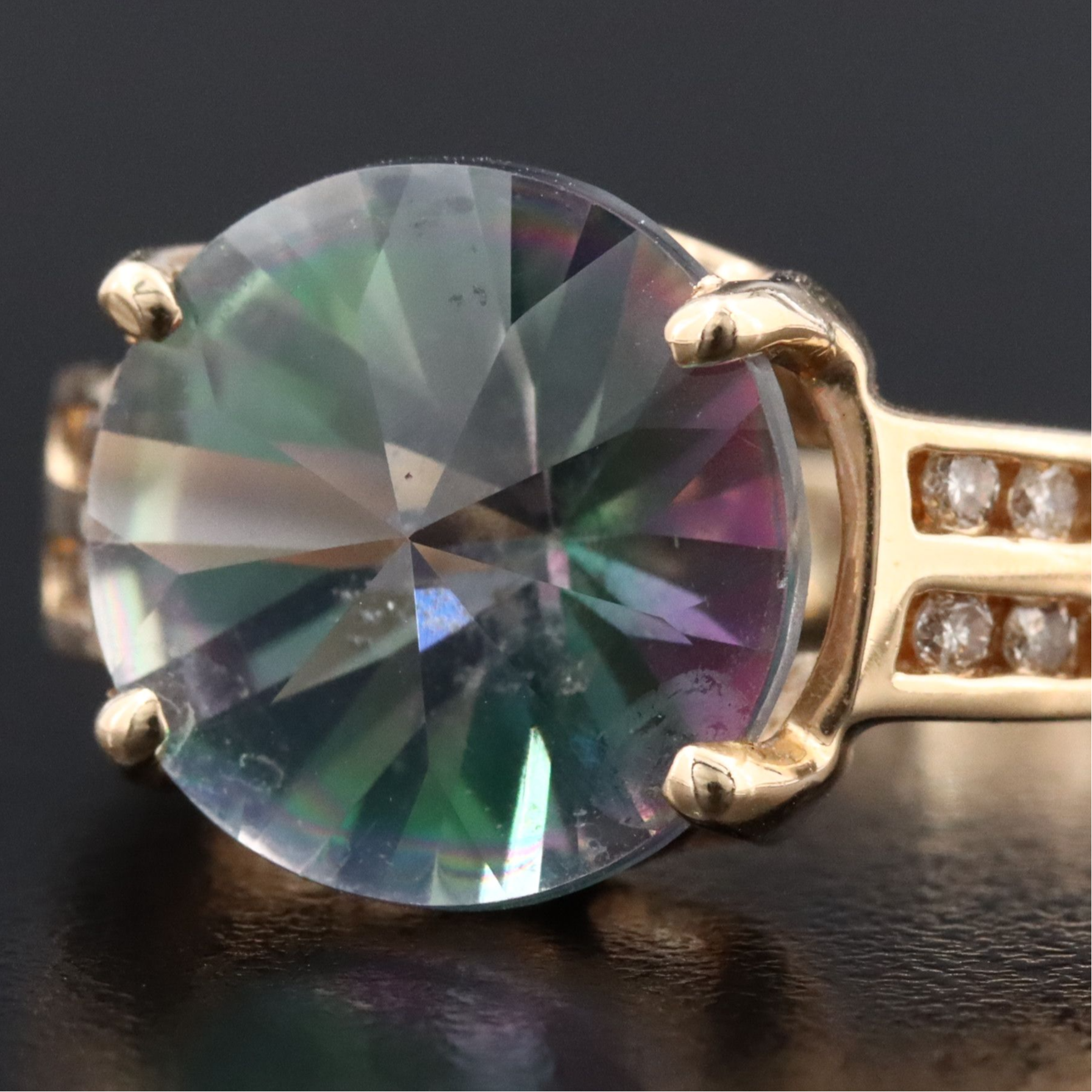 14K Mystic Topaz and Diamond Ring