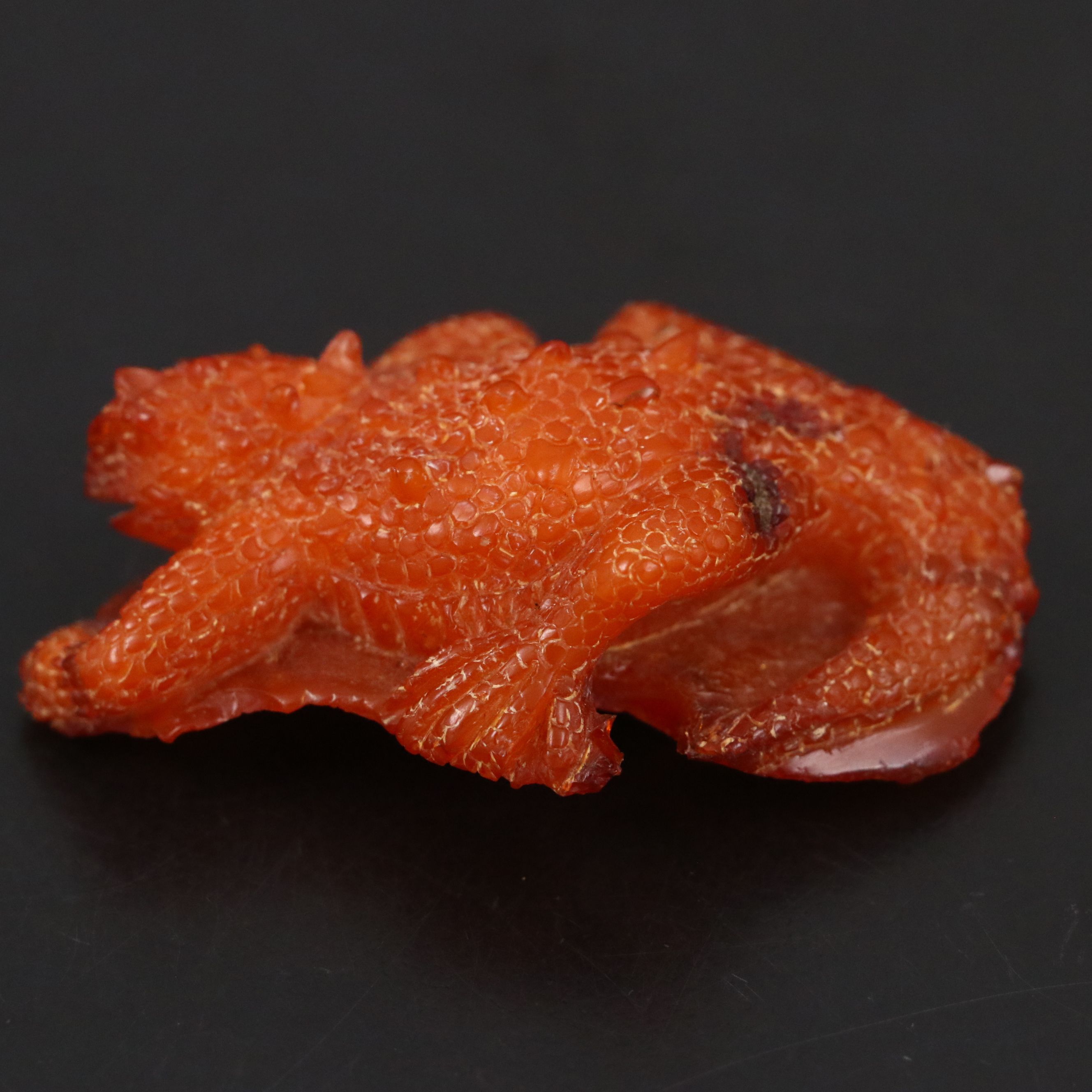 Chinese Carved Amber Horned Lizard