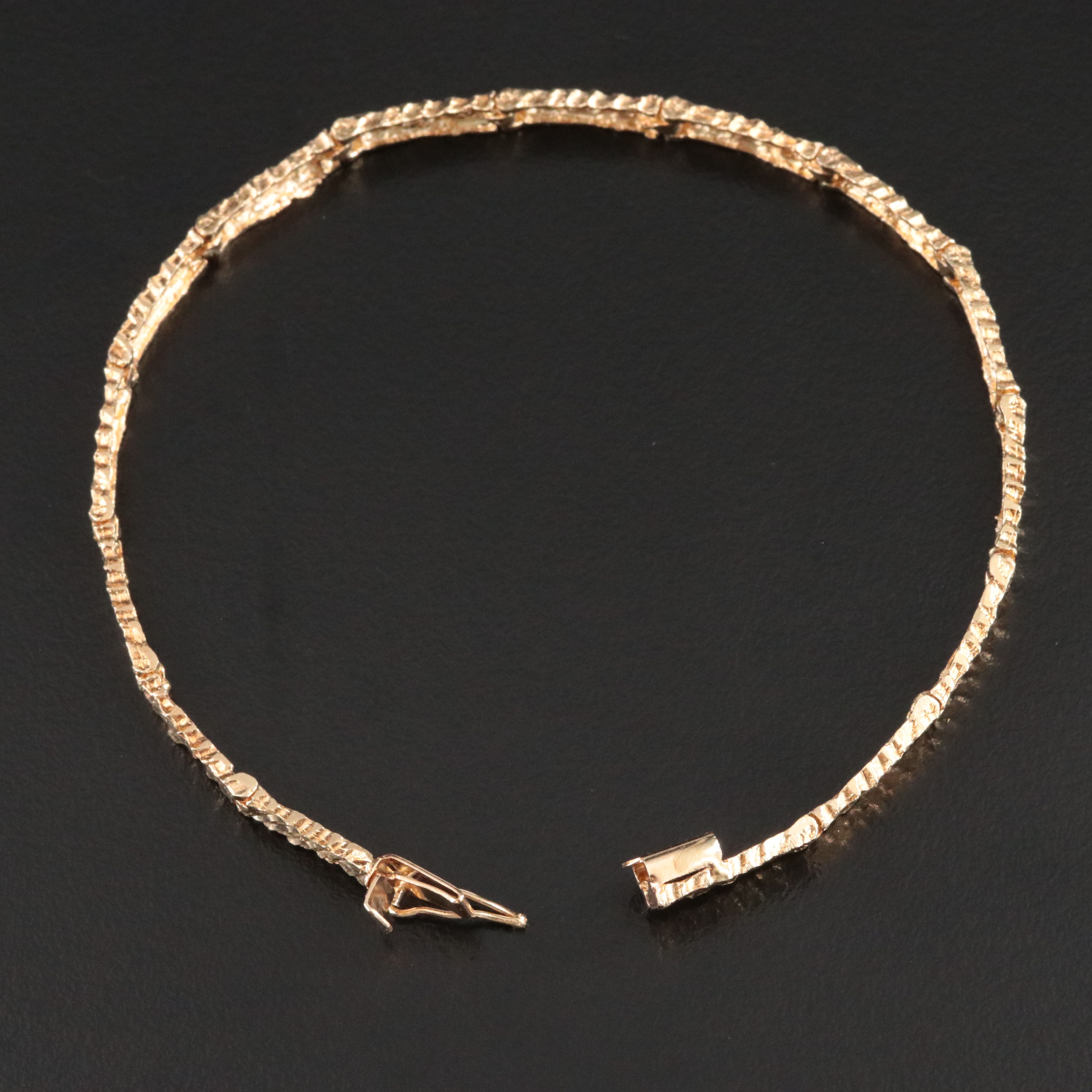 14K Panel Link Bracelet with Diamond-Cut Finish