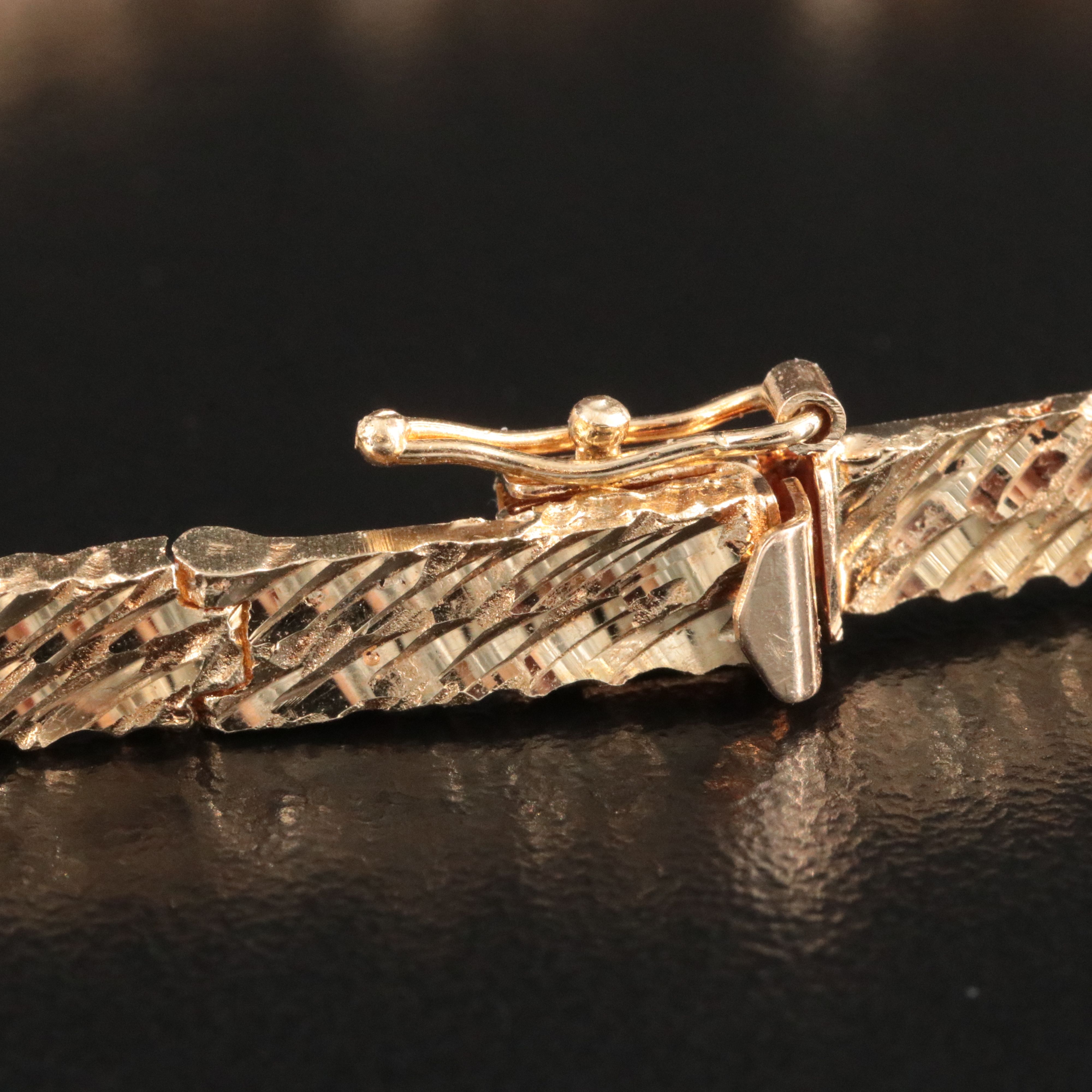 14K Panel Link Bracelet with Diamond-Cut Finish