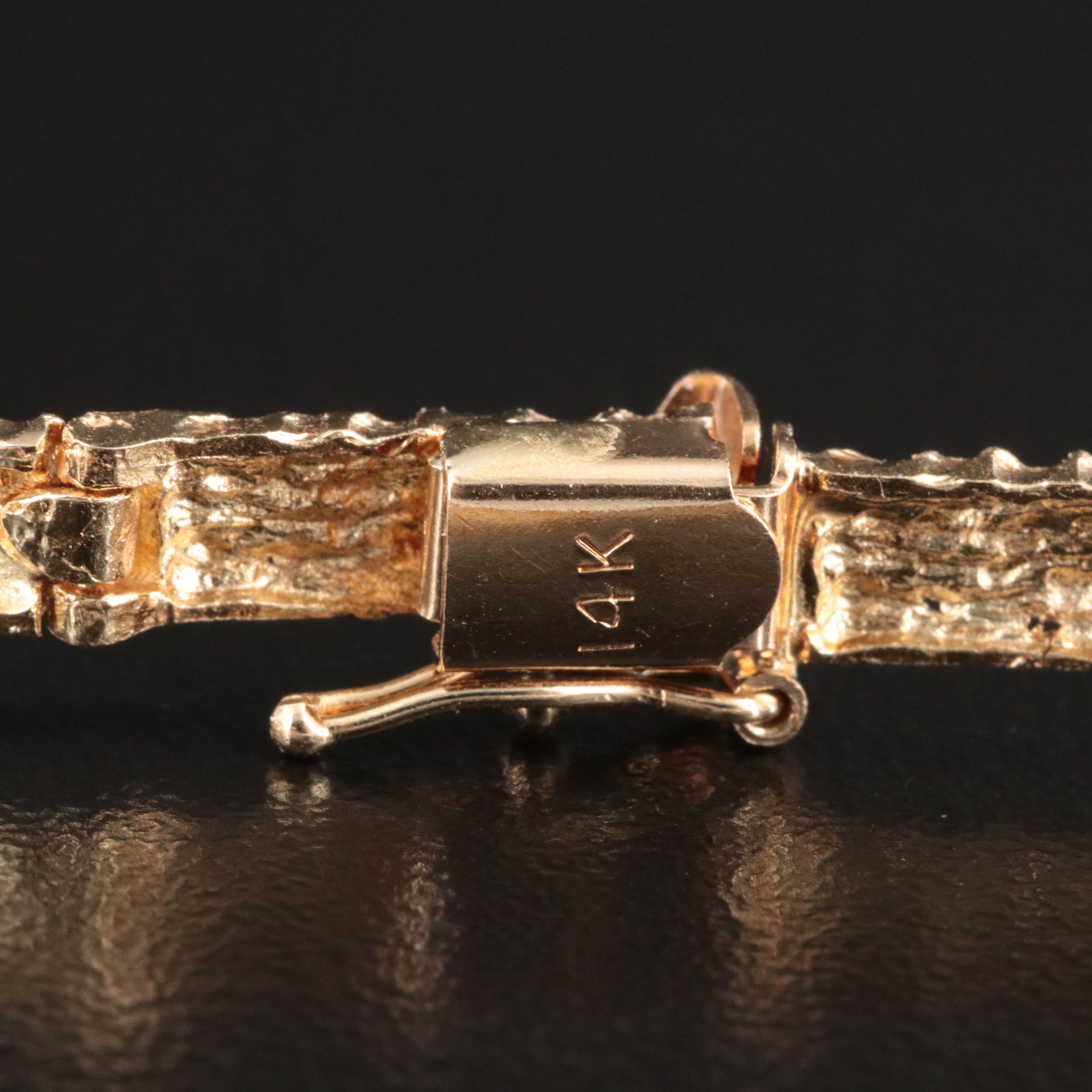 14K Panel Link Bracelet with Diamond-Cut Finish