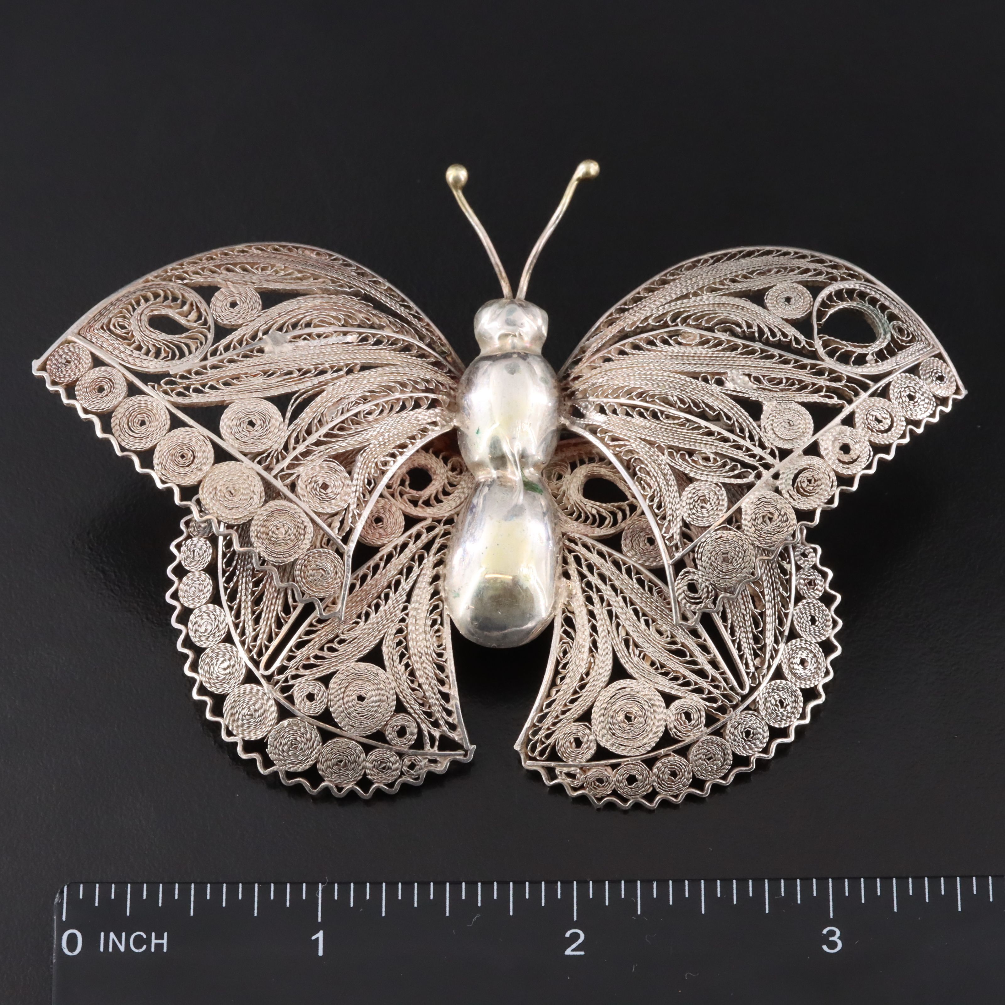 800 Silver and Sterling Filigree Butterfly and Enamel Floral Jewelry