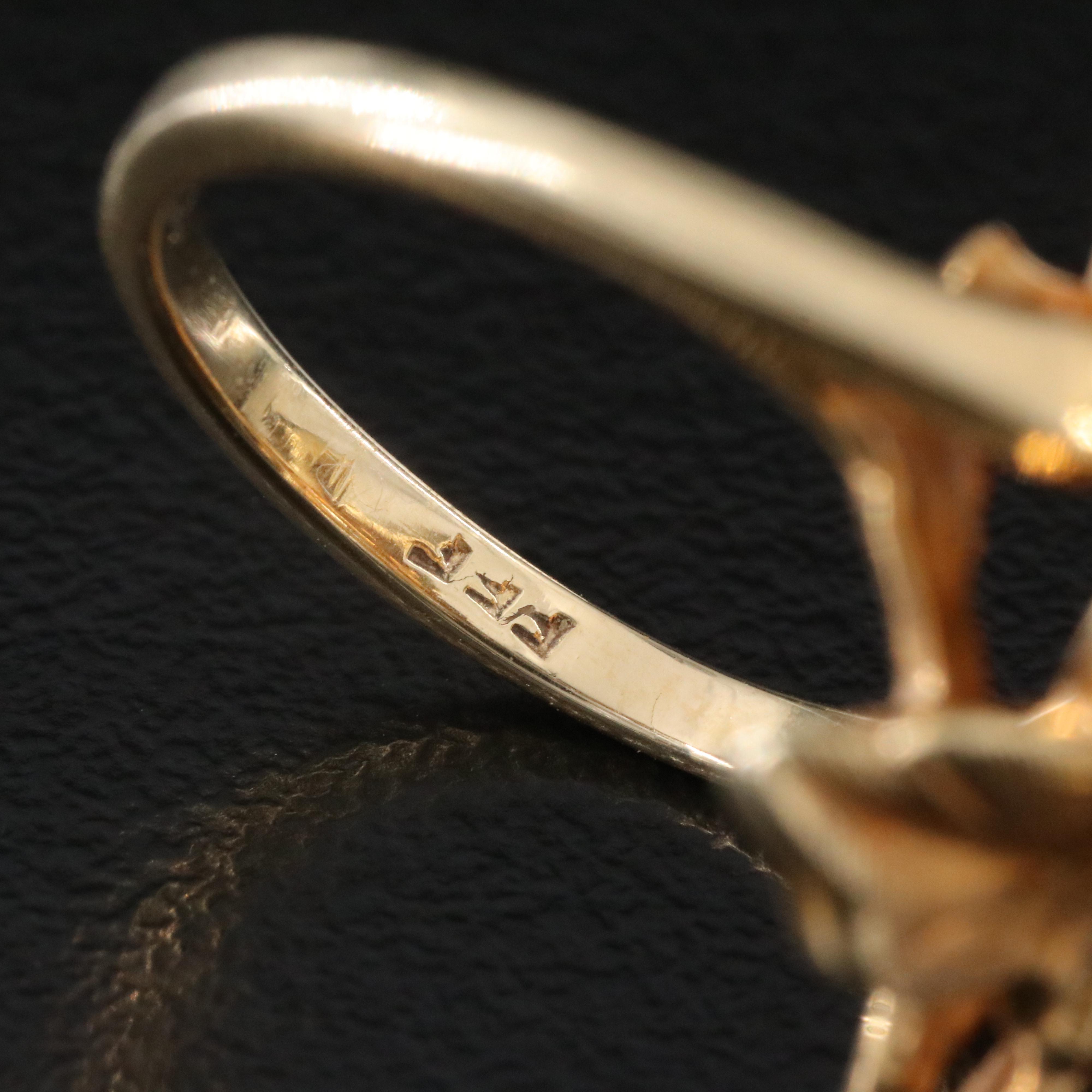 1950s 14K Pearl and Diamond Flower Ring