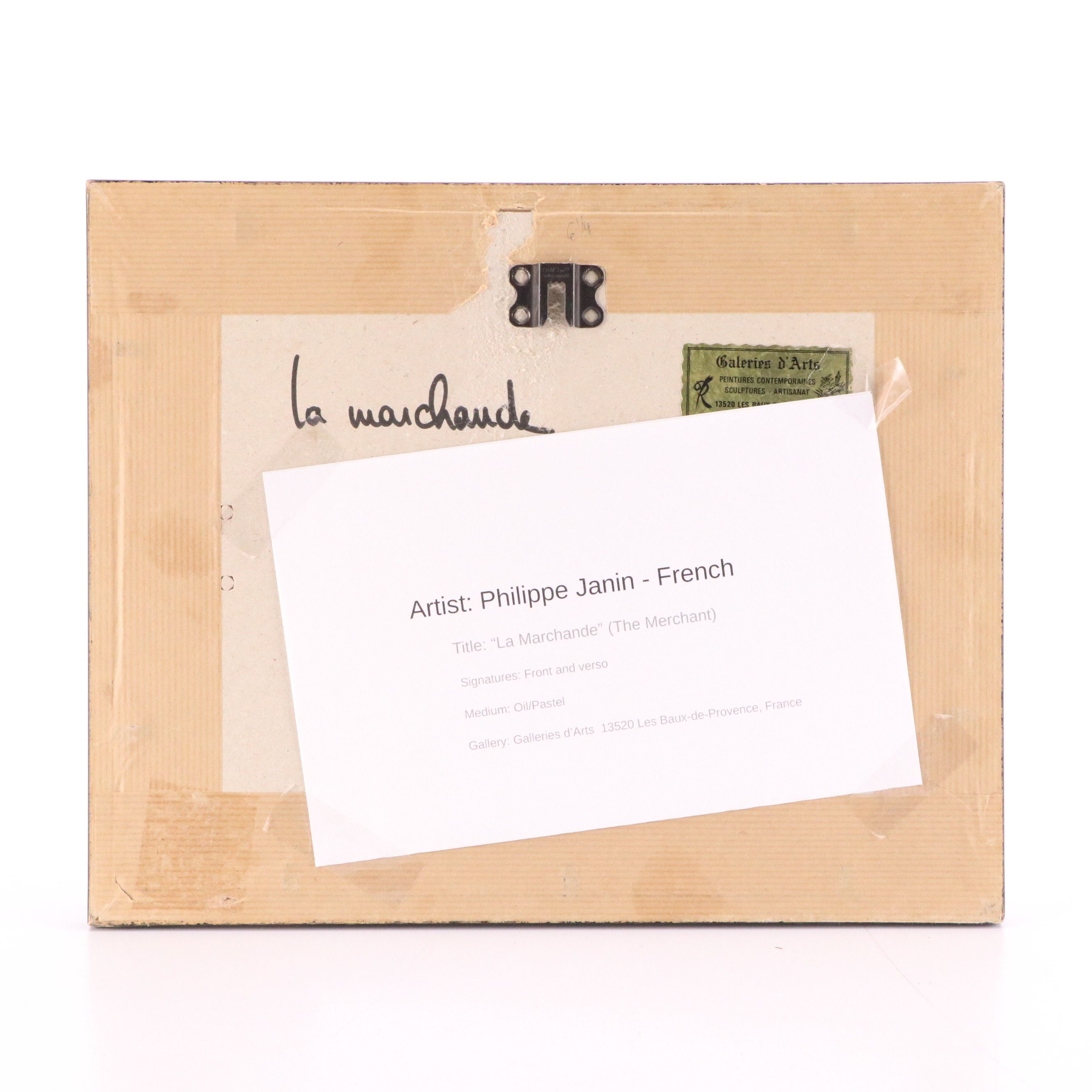 Philippe Janin Oil Pastel Painting "La Marchande (The Merchant)," 21st Century