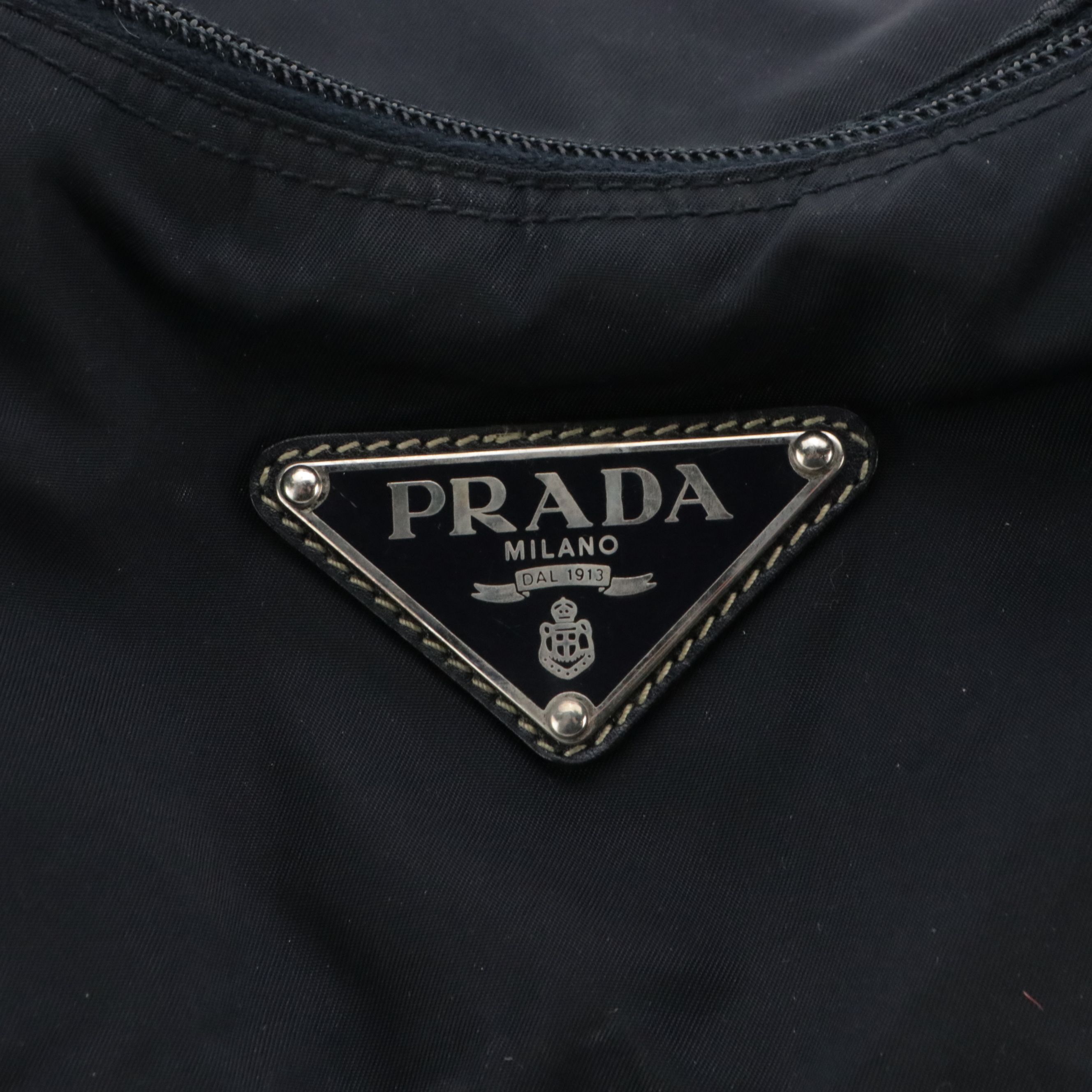 Prada Double Pocket Hobo Shoulder Bag in Midnight Blue Tessuto Nylon & Leather