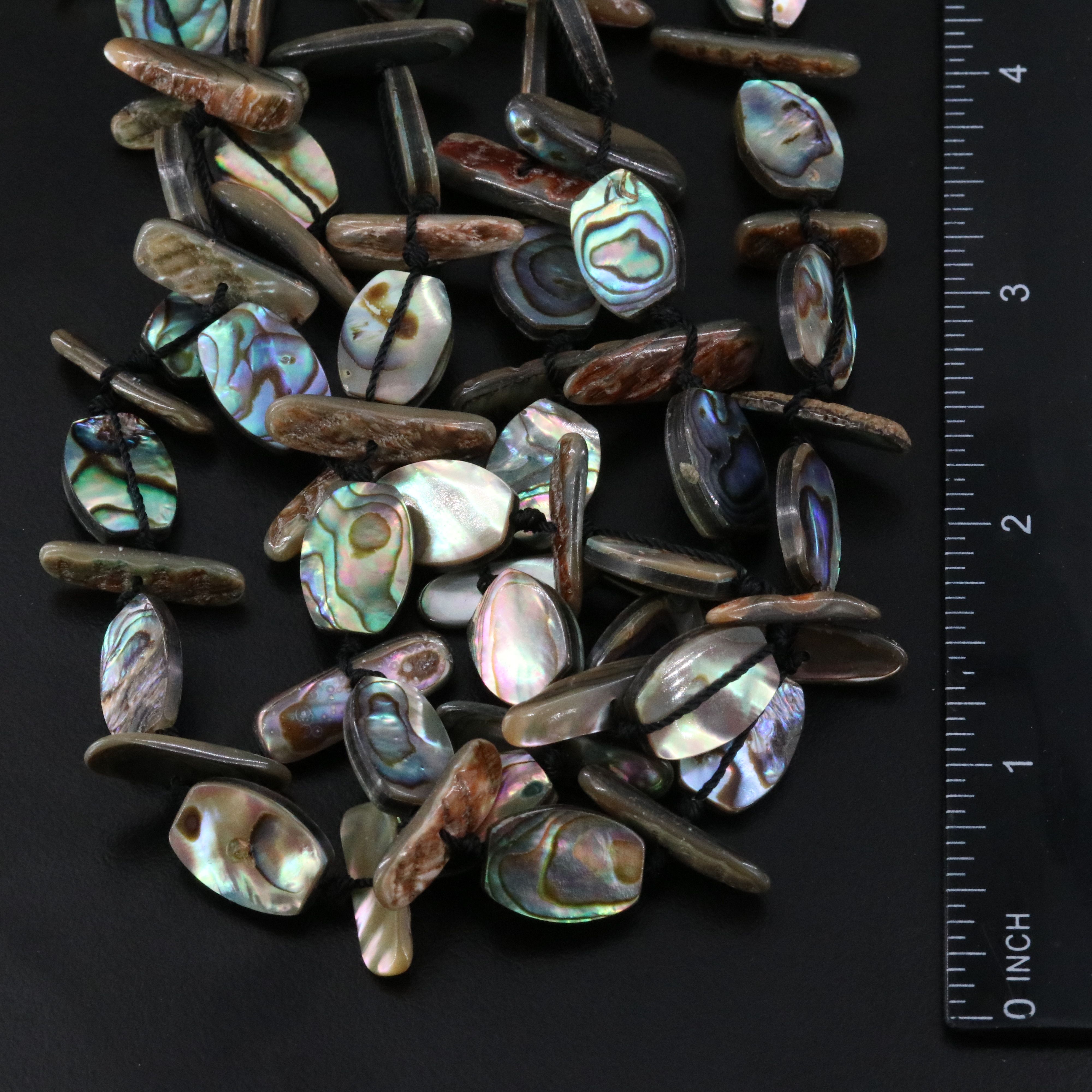 Triple-Strand Abalone Bead Necklace with Sterling Clasp