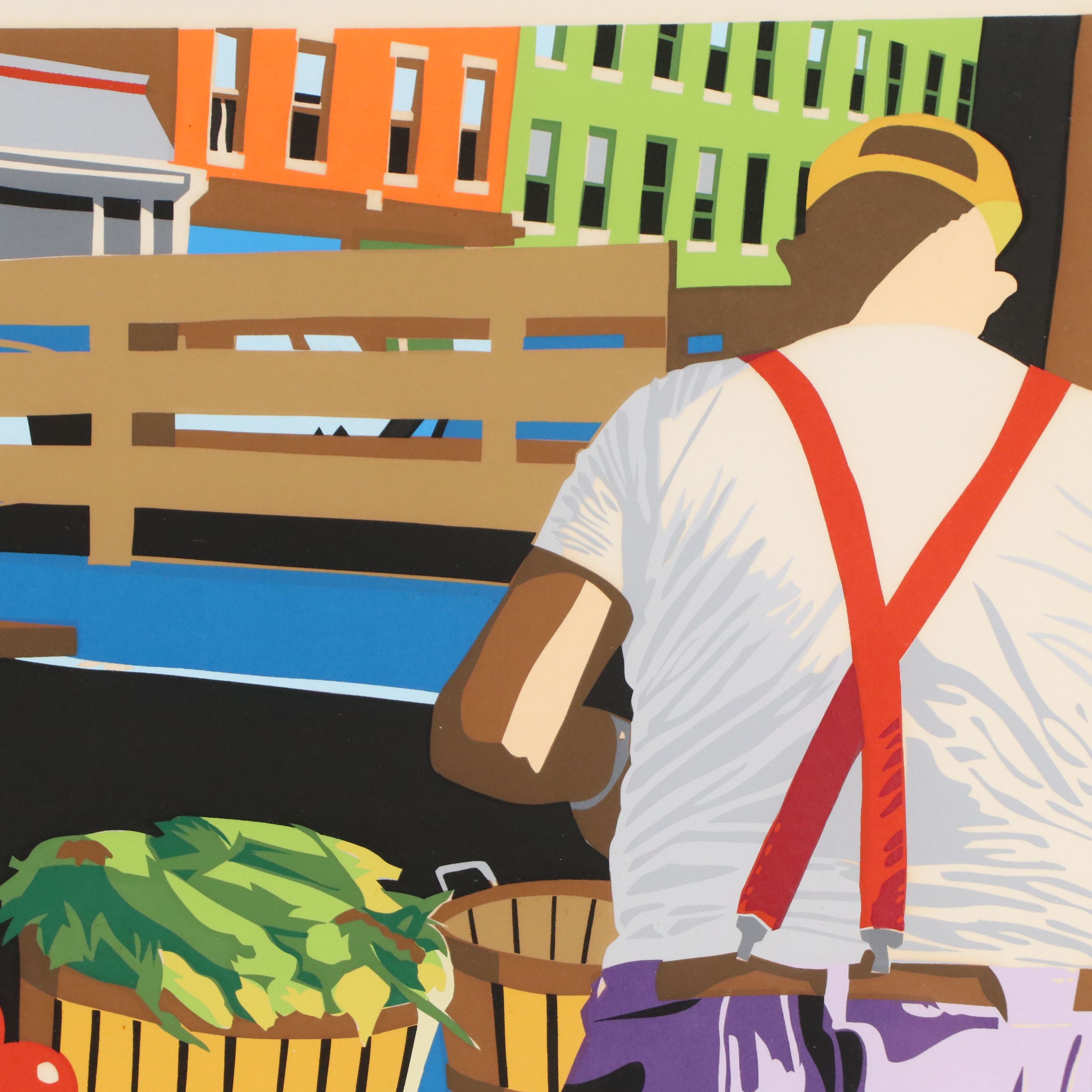 Joseph C. English Serigraph "At the Market," 1976