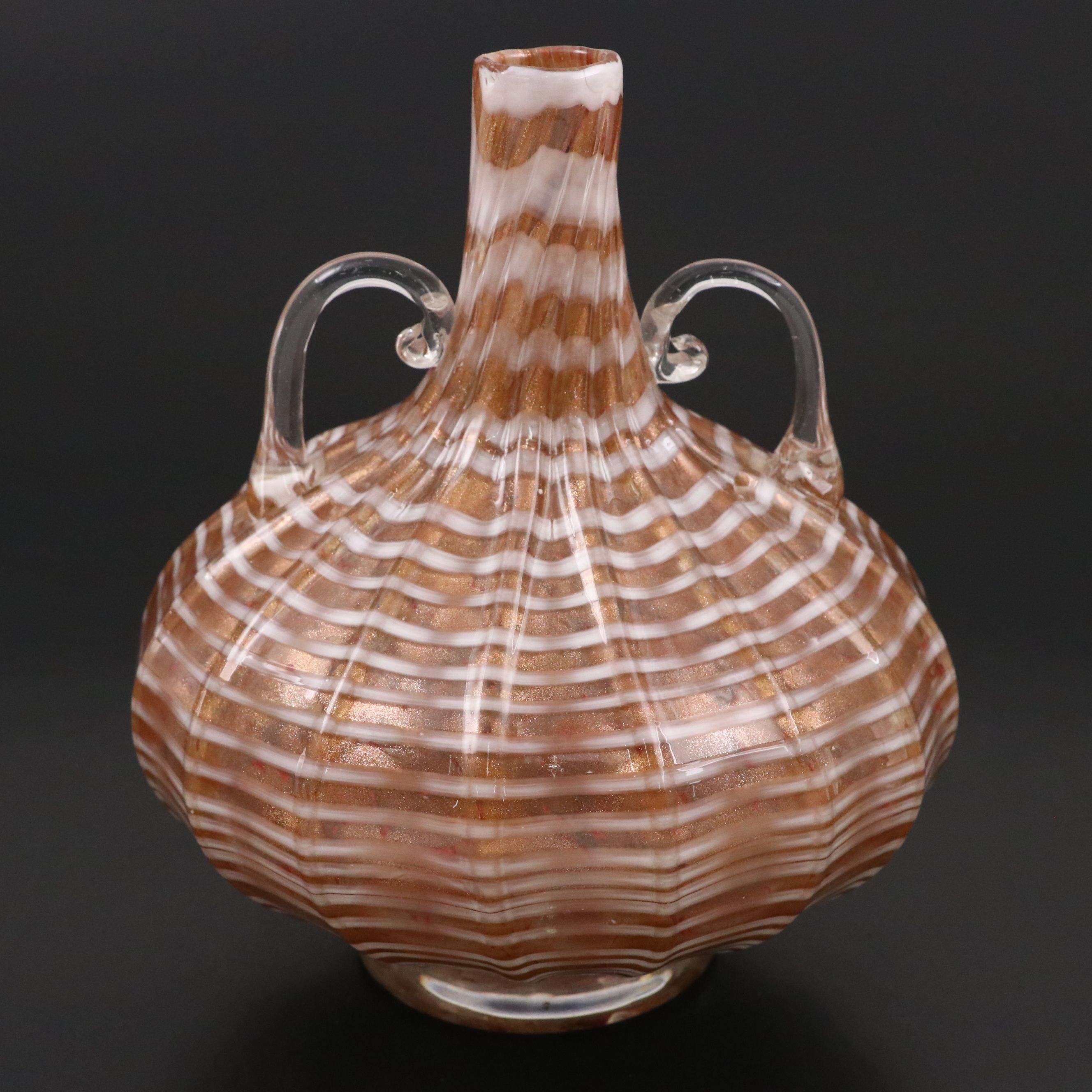 Ercole Barovier for Artistica Barovier Handblown Aventurine Murano Glass Vase