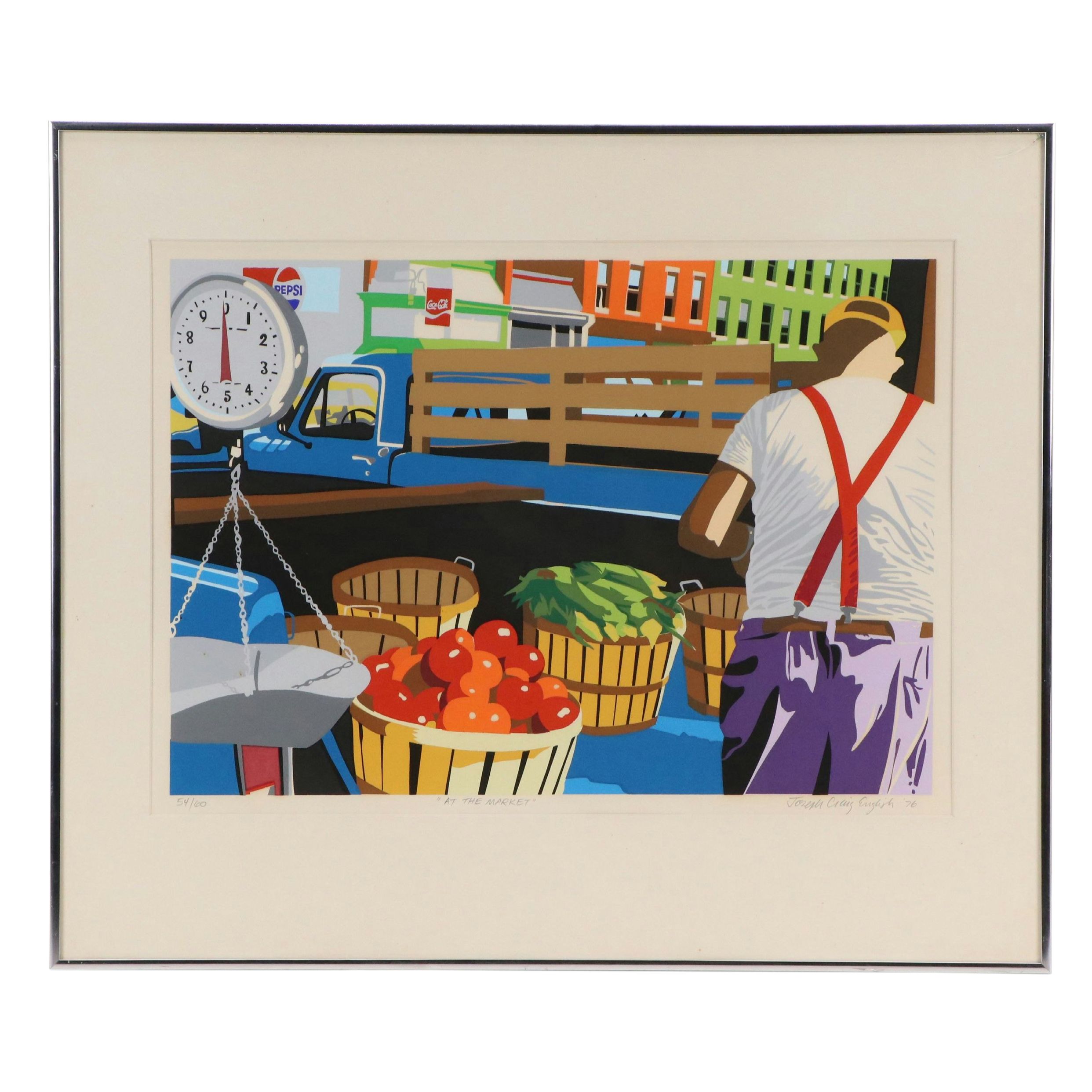 Joseph C. English Serigraph "At the Market," 1976