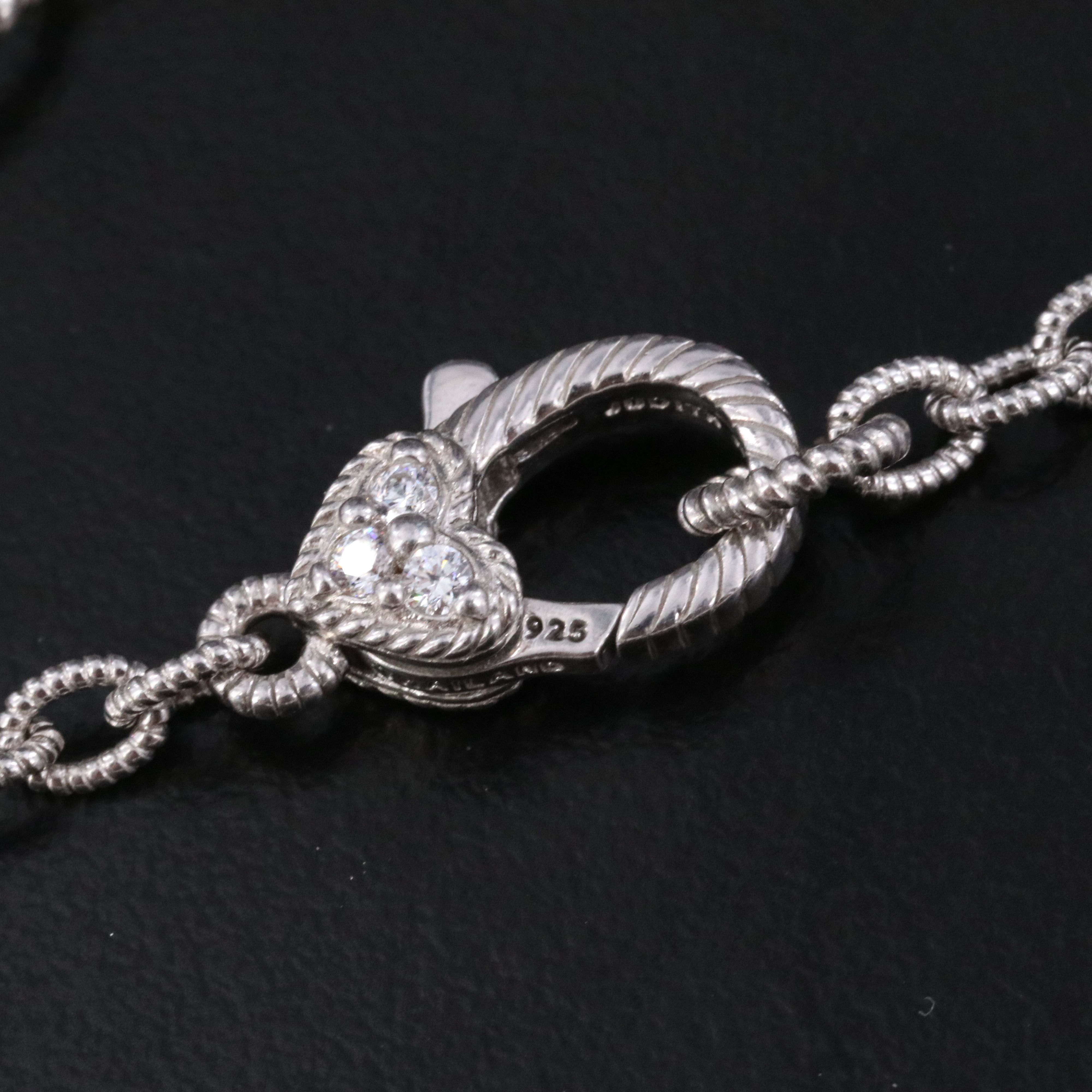 Judith Ripka Sterling Pearl and CZ Station Necklace