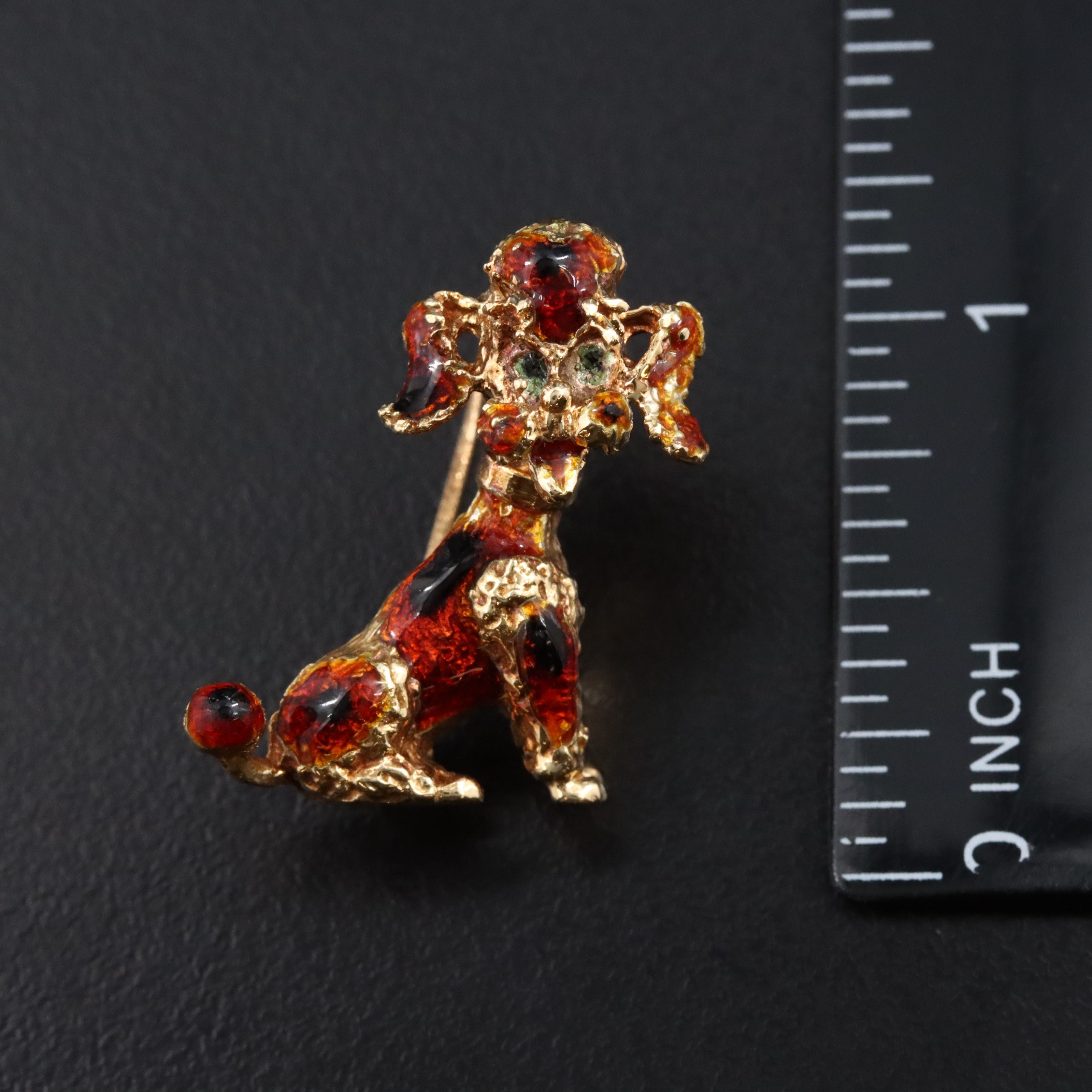 14K Enamel Dog Pin