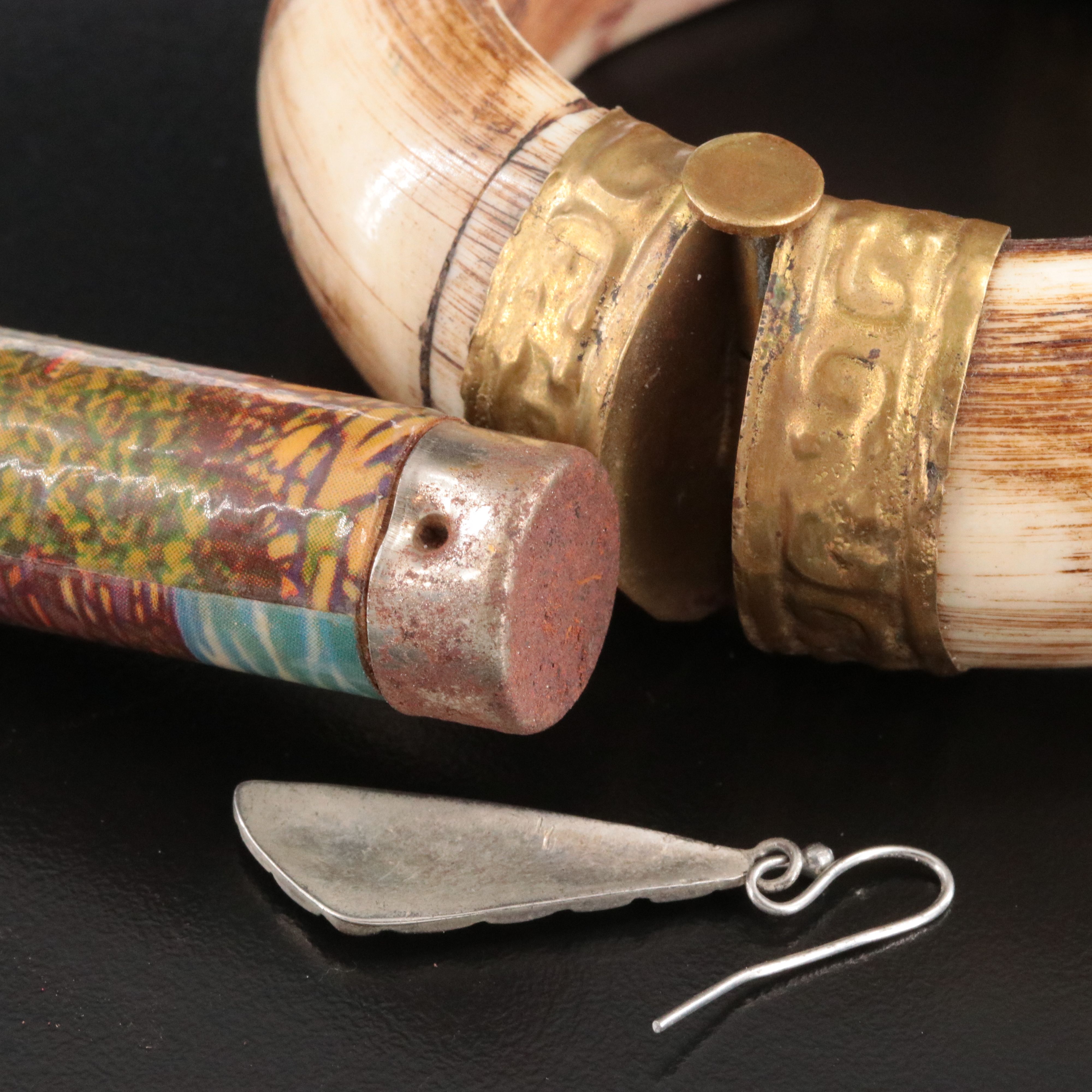 Bone Bangle Bracelet, Single Opal Earring and Wine Stopper