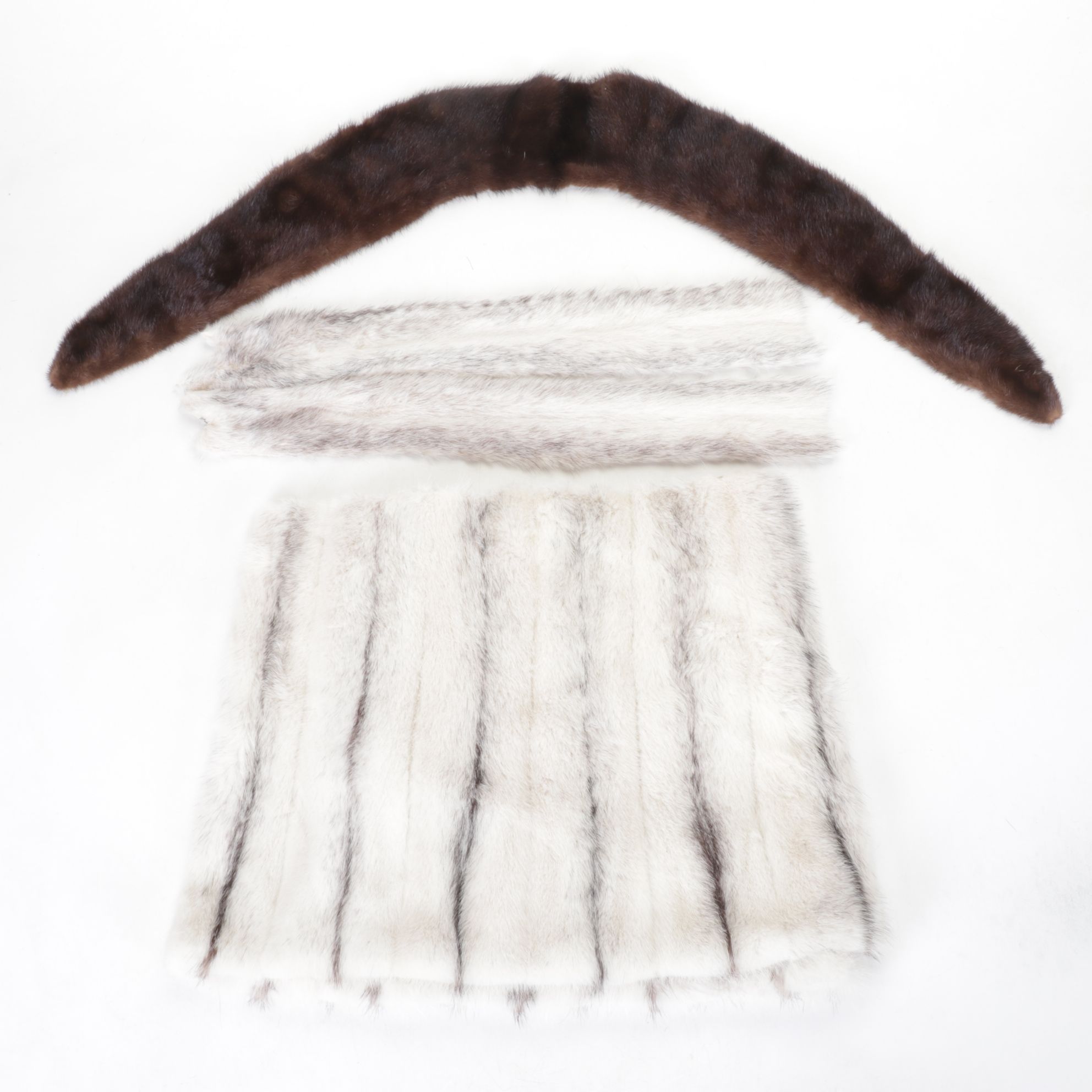 Cross Mink Fur Excess Panels with Mahogany Mink Fur Collar