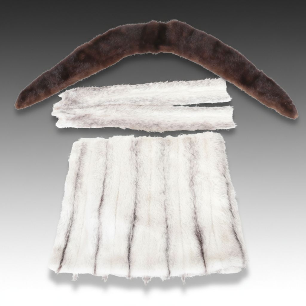 Cross Mink Fur Excess Panels with Mahogany Mink Fur Collar