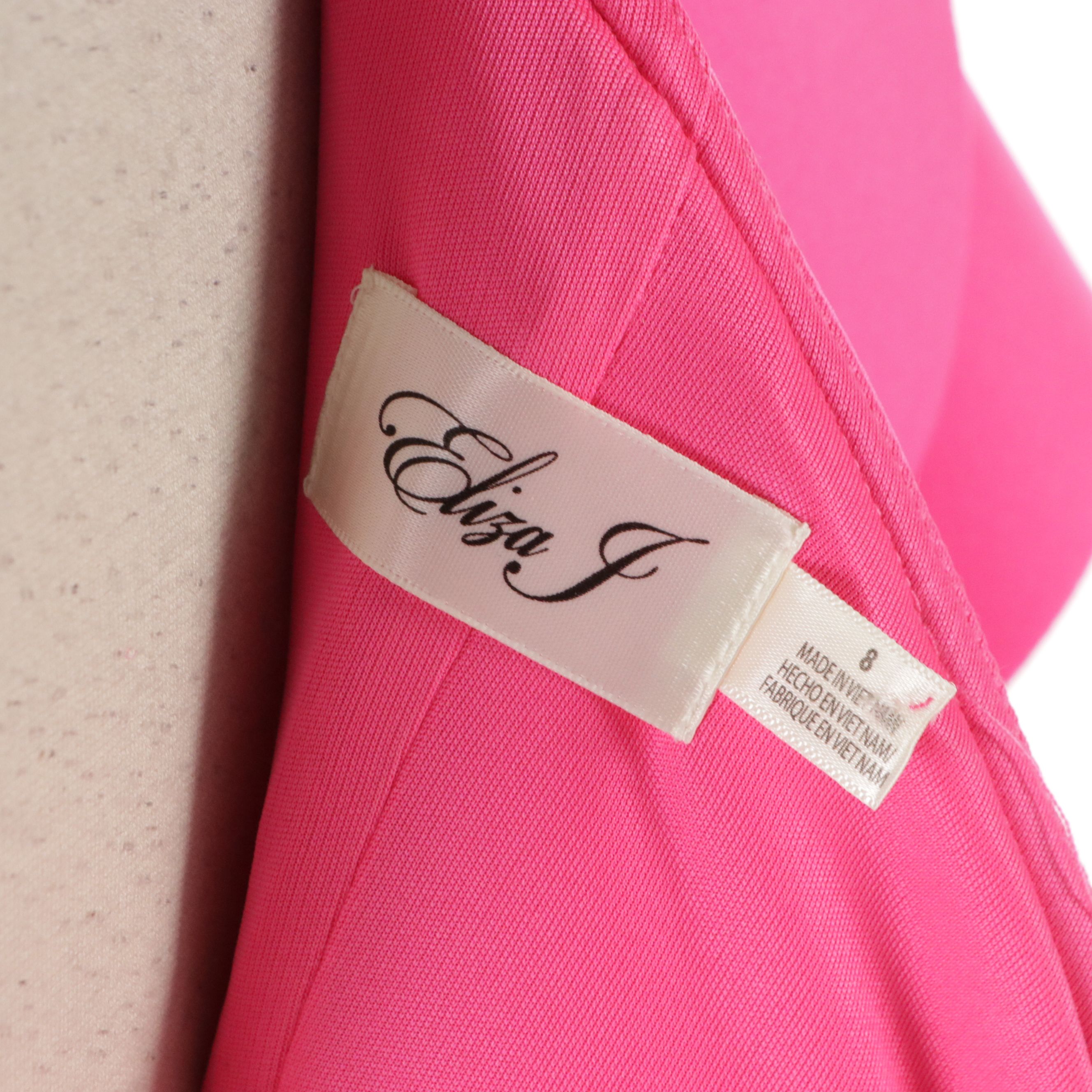 Eliza J Hot Pink & Black Neoprene Bodycon Dresses with Ruffled Details