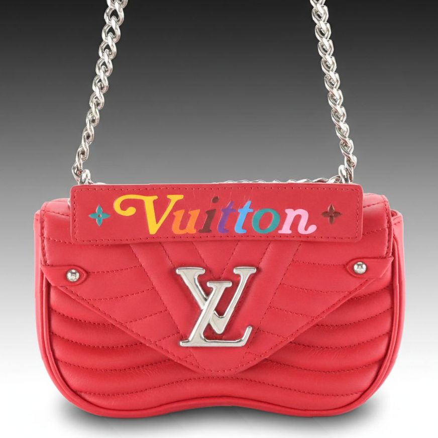 Louis Vuitton New Wave Chain Link Two-Way Bag in Red Quilted Calfskin Leather