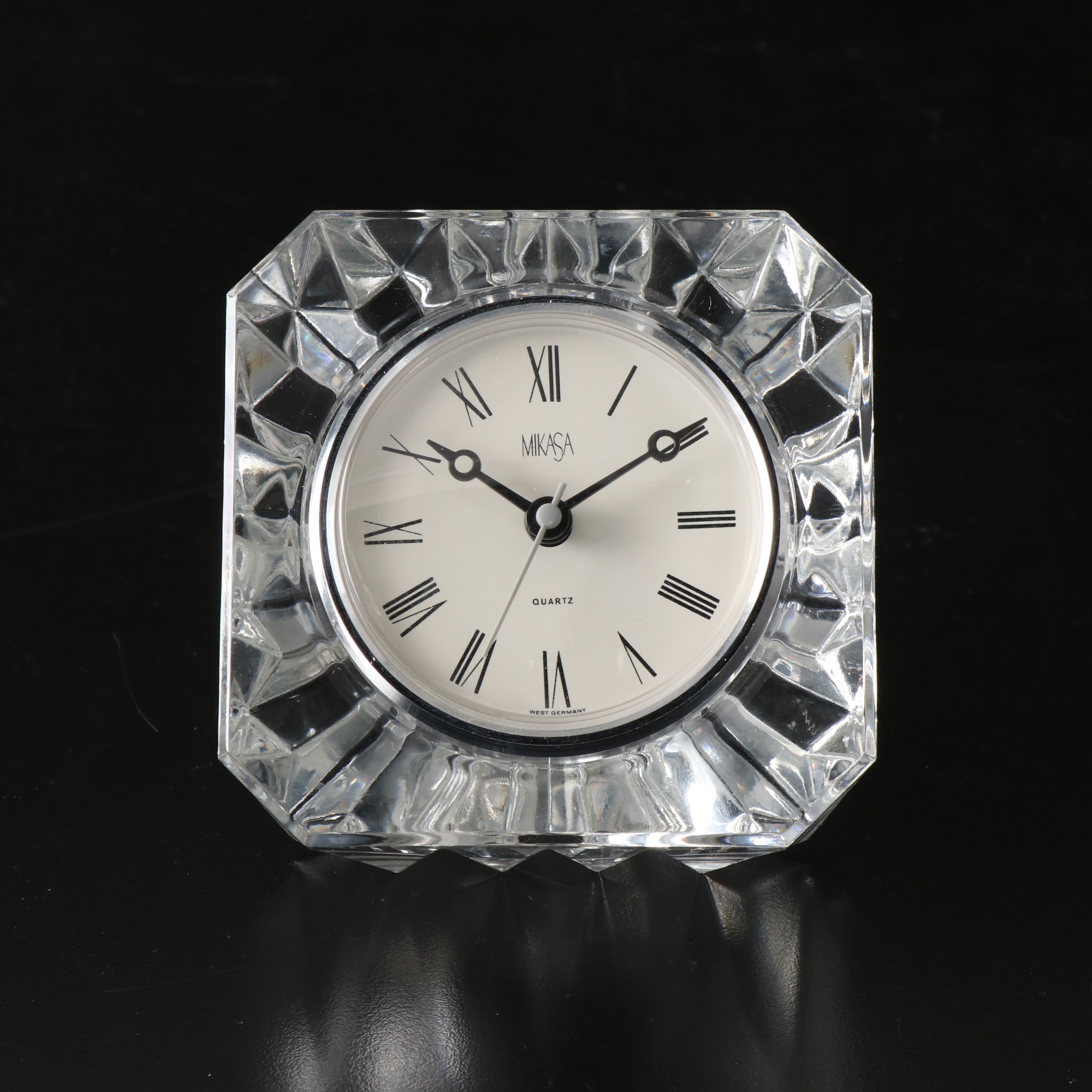 Mikasa Crystal Desk Clock with More Glass and Brass Office Accessories