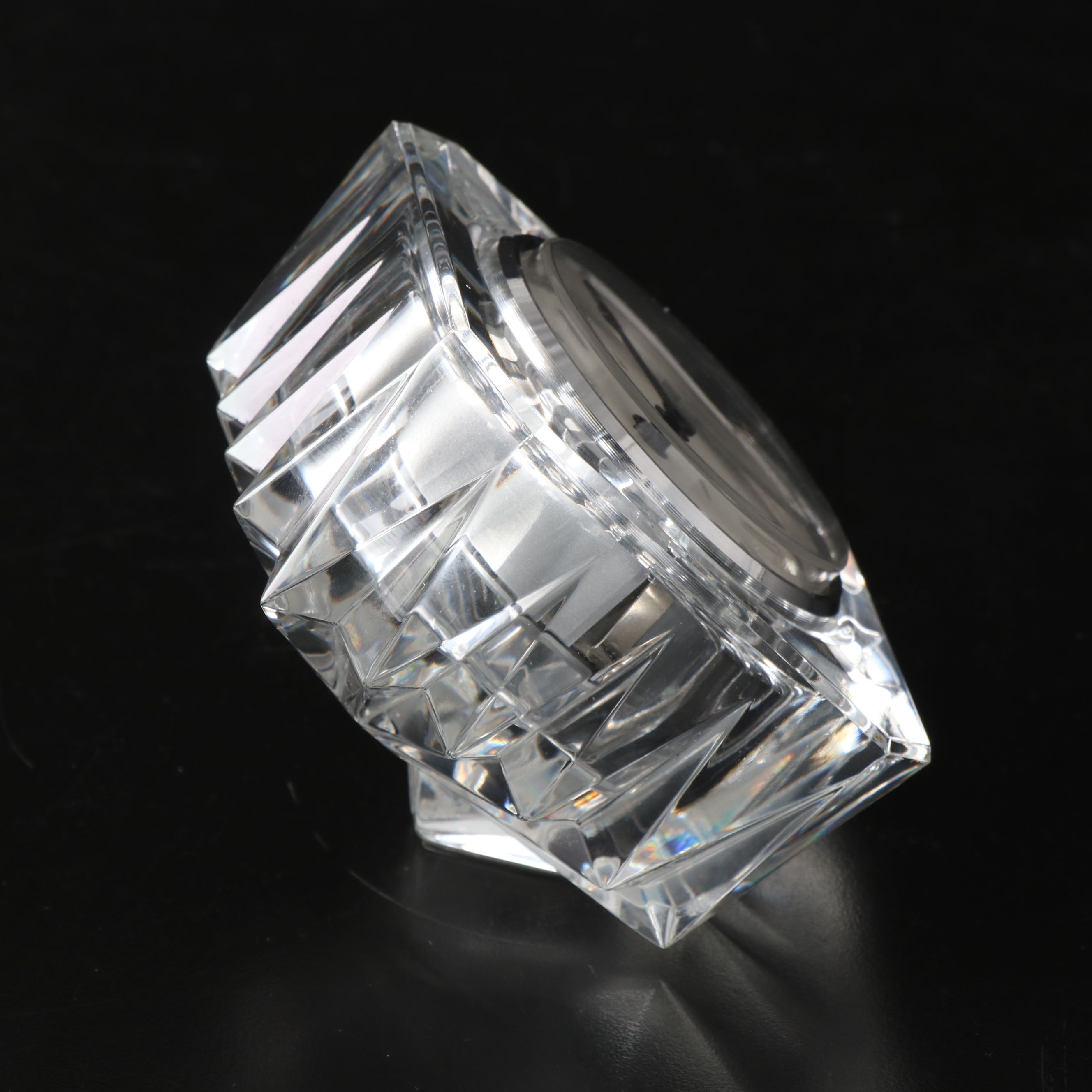 Mikasa Crystal Desk Clock with More Glass and Brass Office Accessories