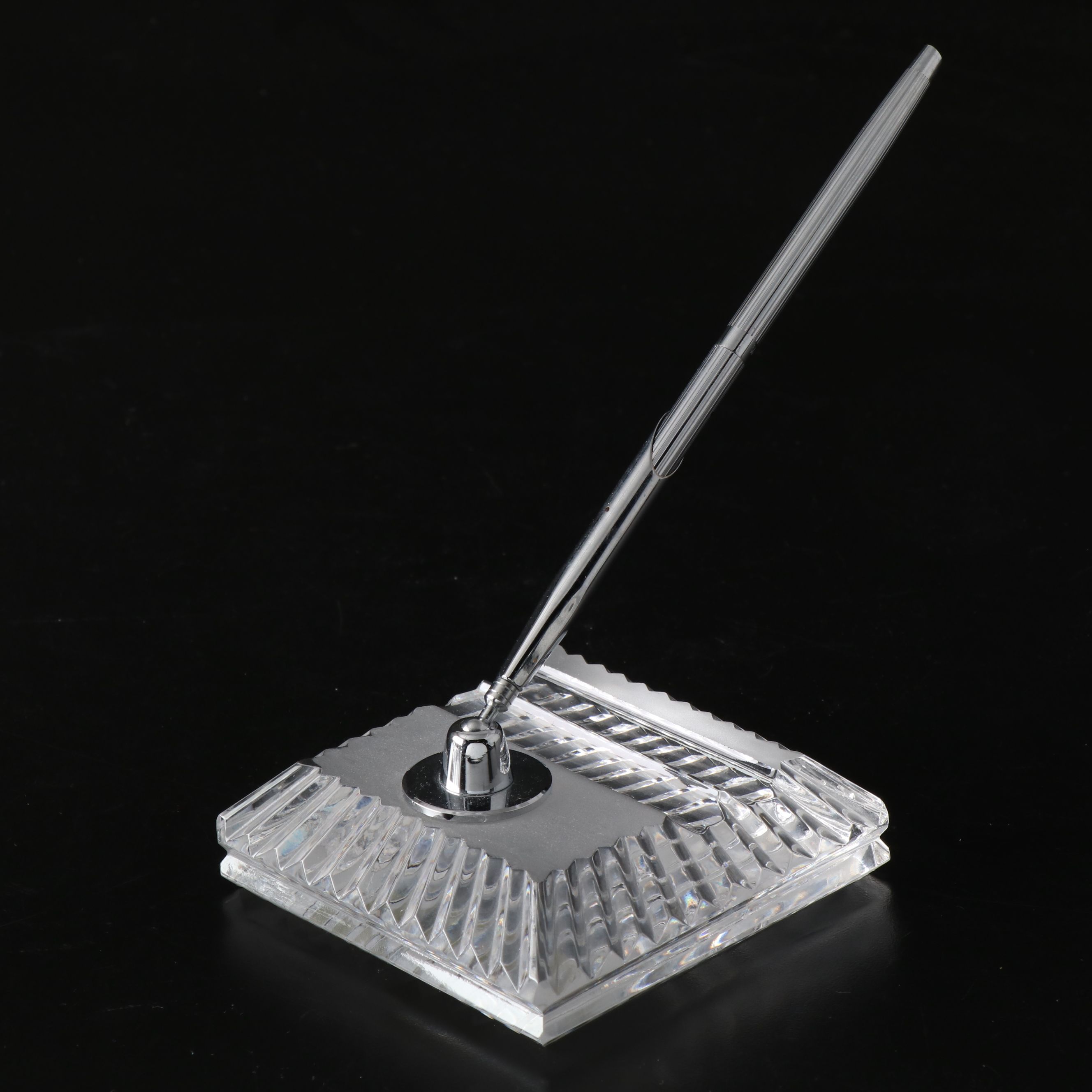 Mikasa Crystal Desk Clock with More Glass and Brass Office Accessories