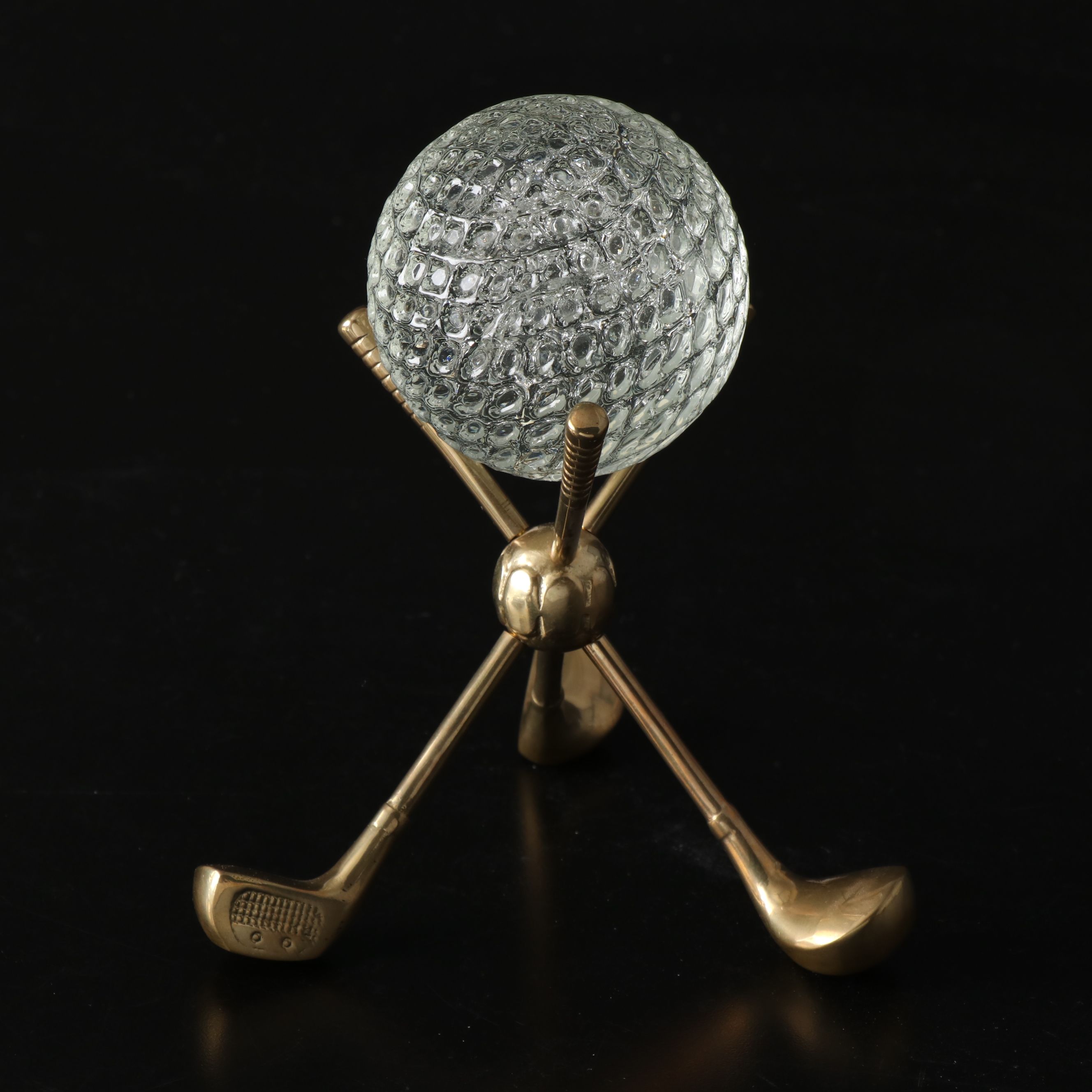 Mikasa Crystal Desk Clock with More Glass and Brass Office Accessories