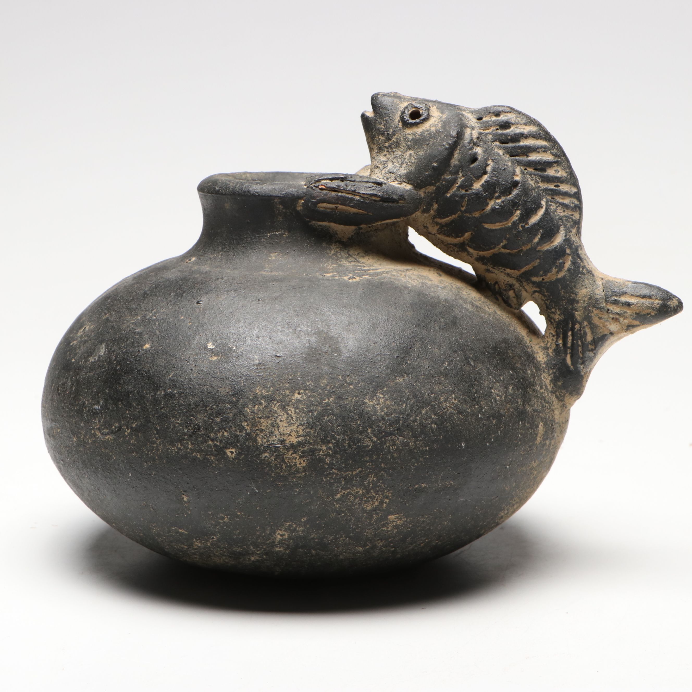 Fish Rim Blackware Pot