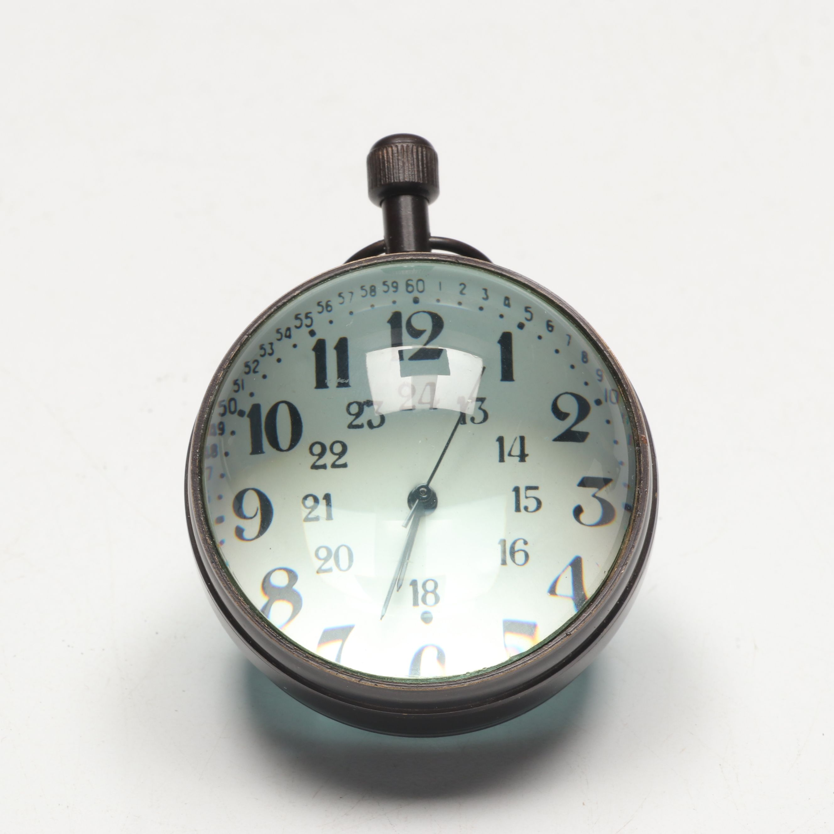 Maitland-Smith Verdigris Finish Cast Metal Mantel Clock and Compass Design Clock