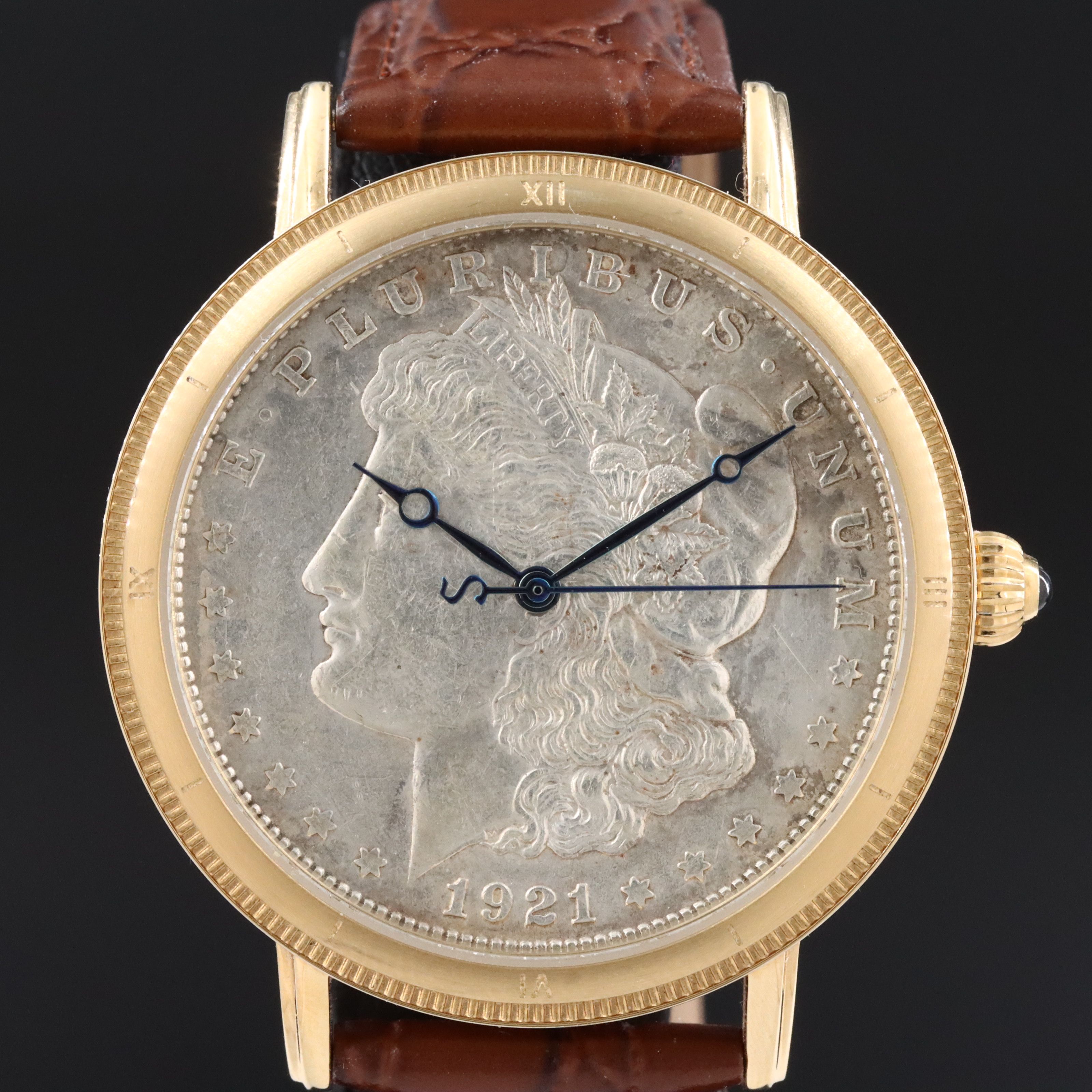 Stauer 1921 Morgan Silver Dollar Dial Stainless Steel Watch