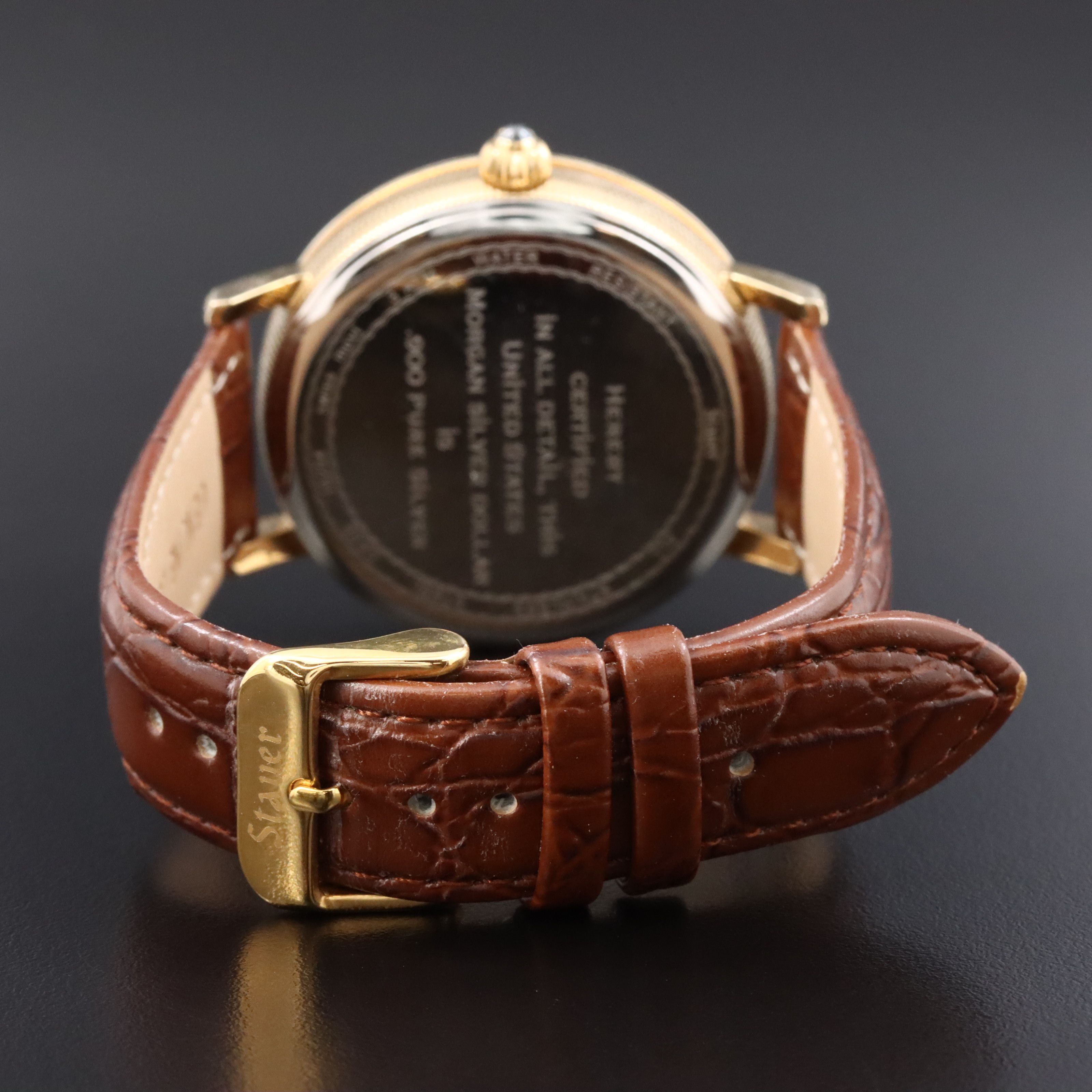 Stauer 1921 Morgan Silver Dollar Dial Stainless Steel Watch