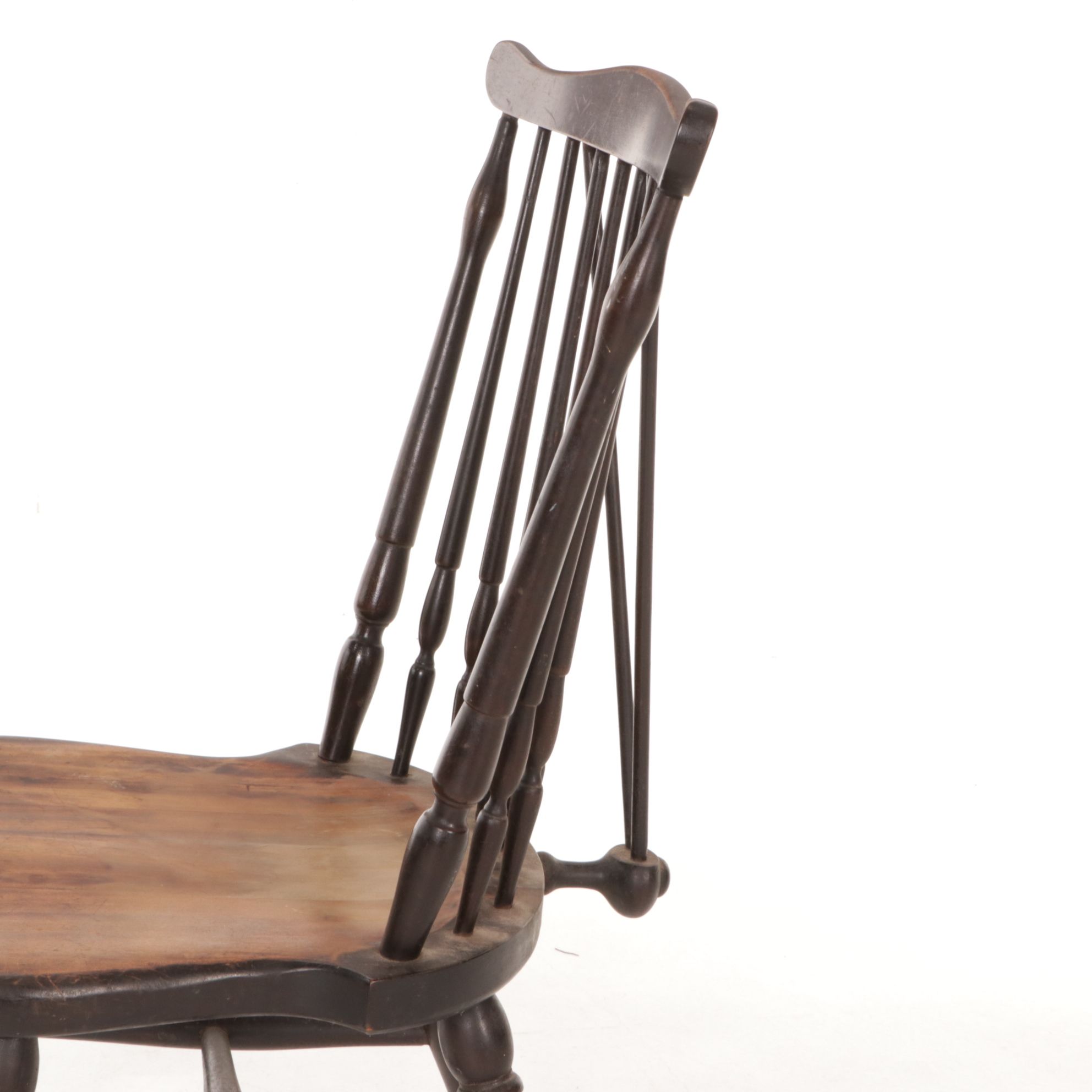 Ebonized Wood Brace Back Windsor Chair, Early 20th Century