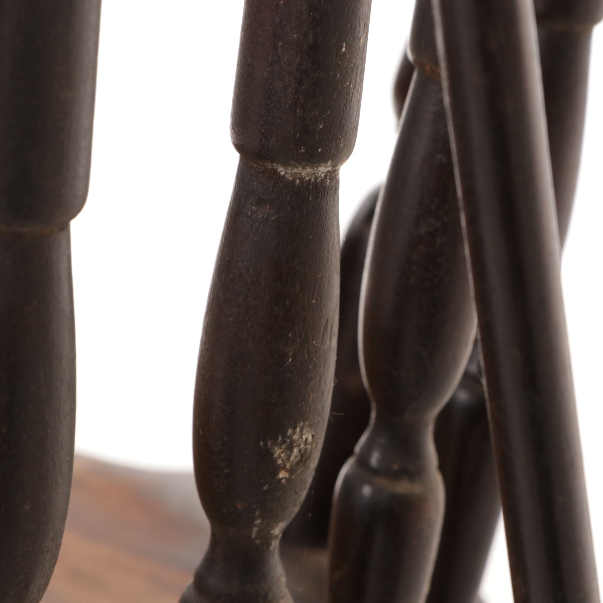 Ebonized Wood Brace Back Windsor Chair, Early 20th Century