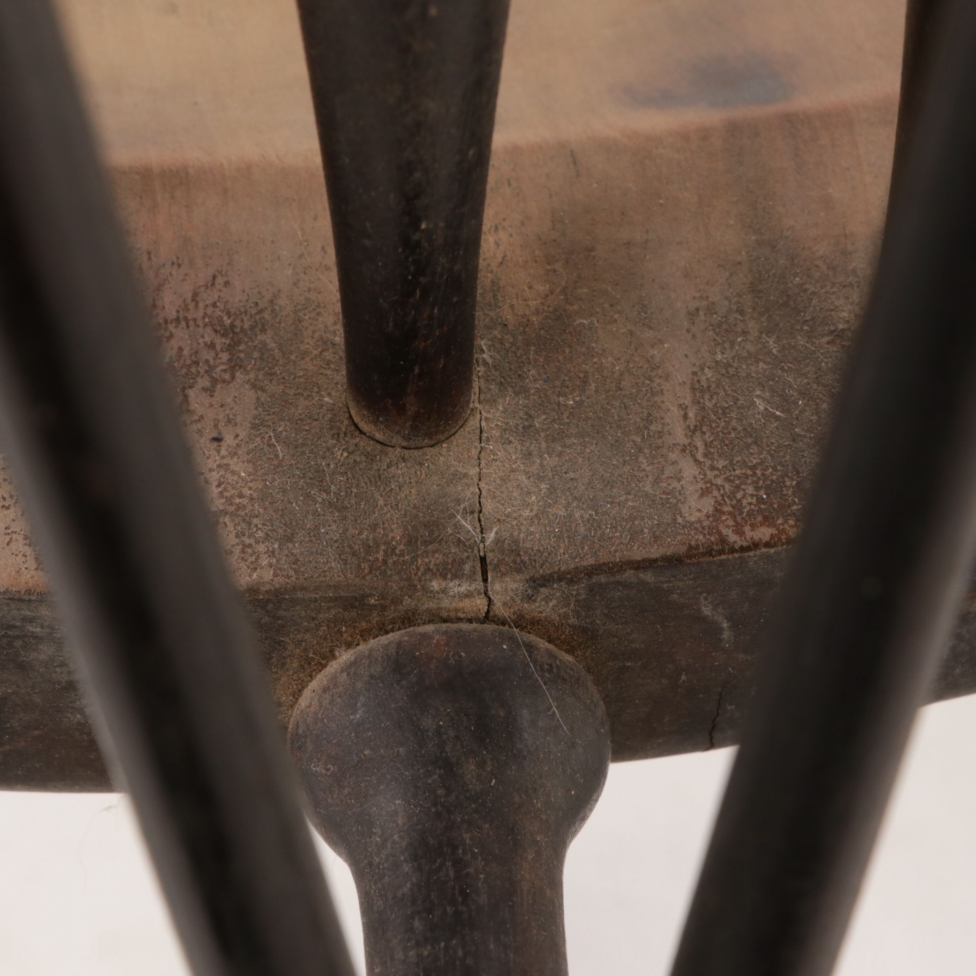 Ebonized Wood Brace Back Windsor Chair, Early 20th Century