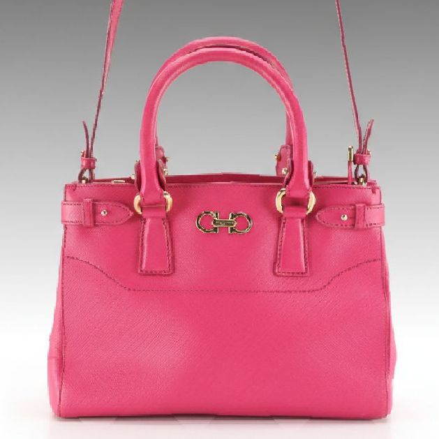 Salvatore Ferragamo Beky Two-Way Bag in Fuchsia Pink Saffiano Leather