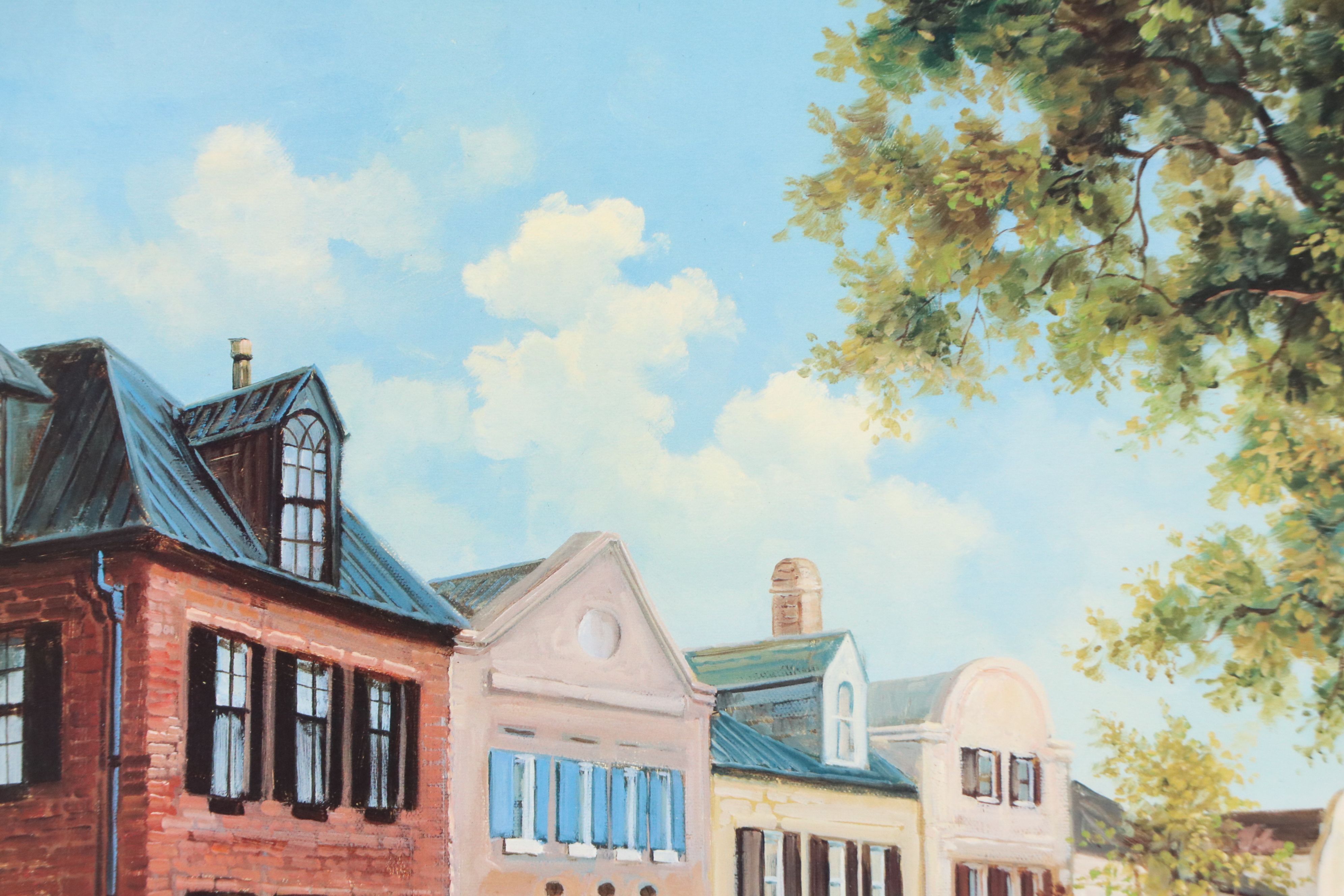 R. Engle Offset Lithograph "Rainbow Row, Charleston, S.C.," Late 20th Century