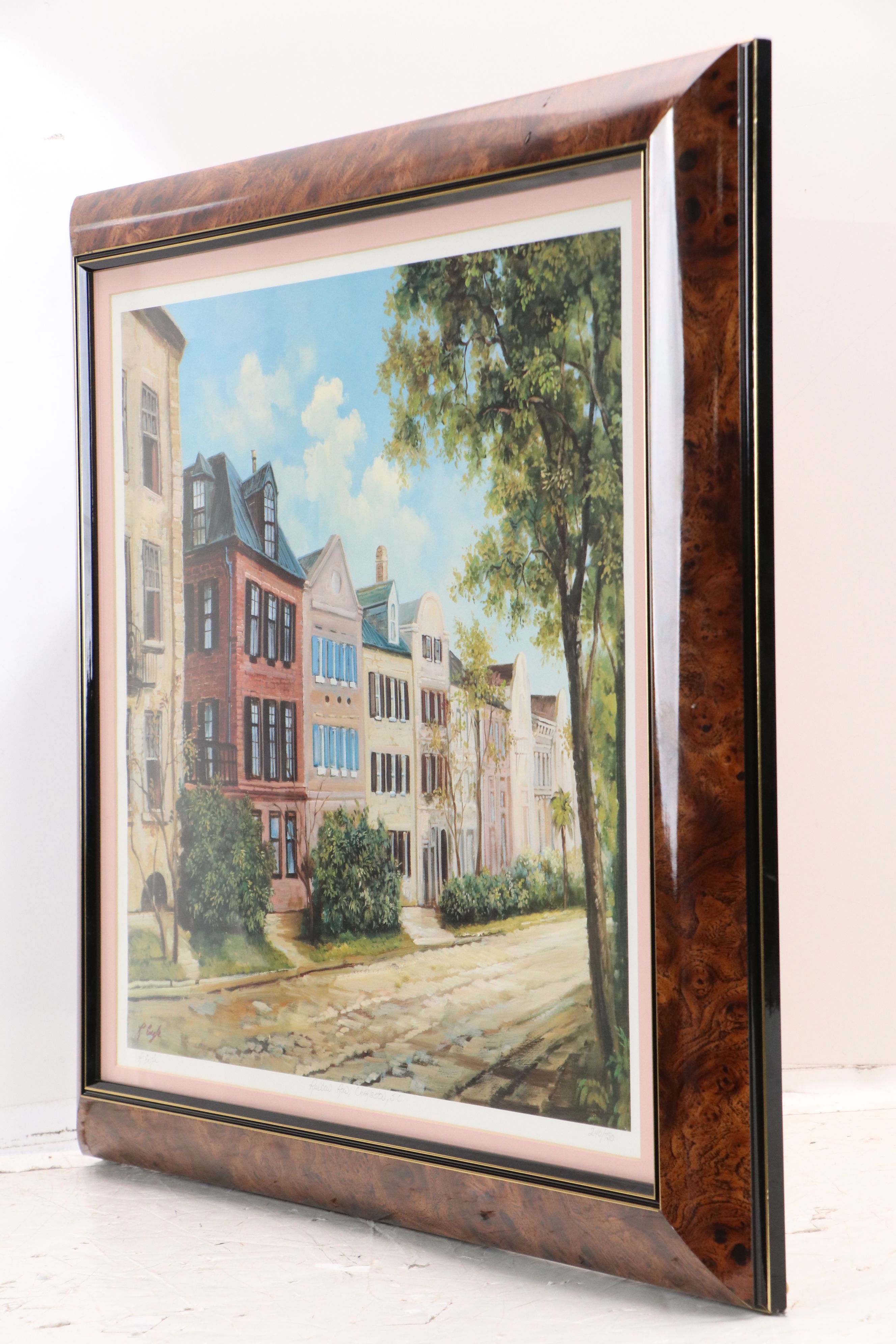 R. Engle Offset Lithograph "Rainbow Row, Charleston, S.C.," Late 20th Century