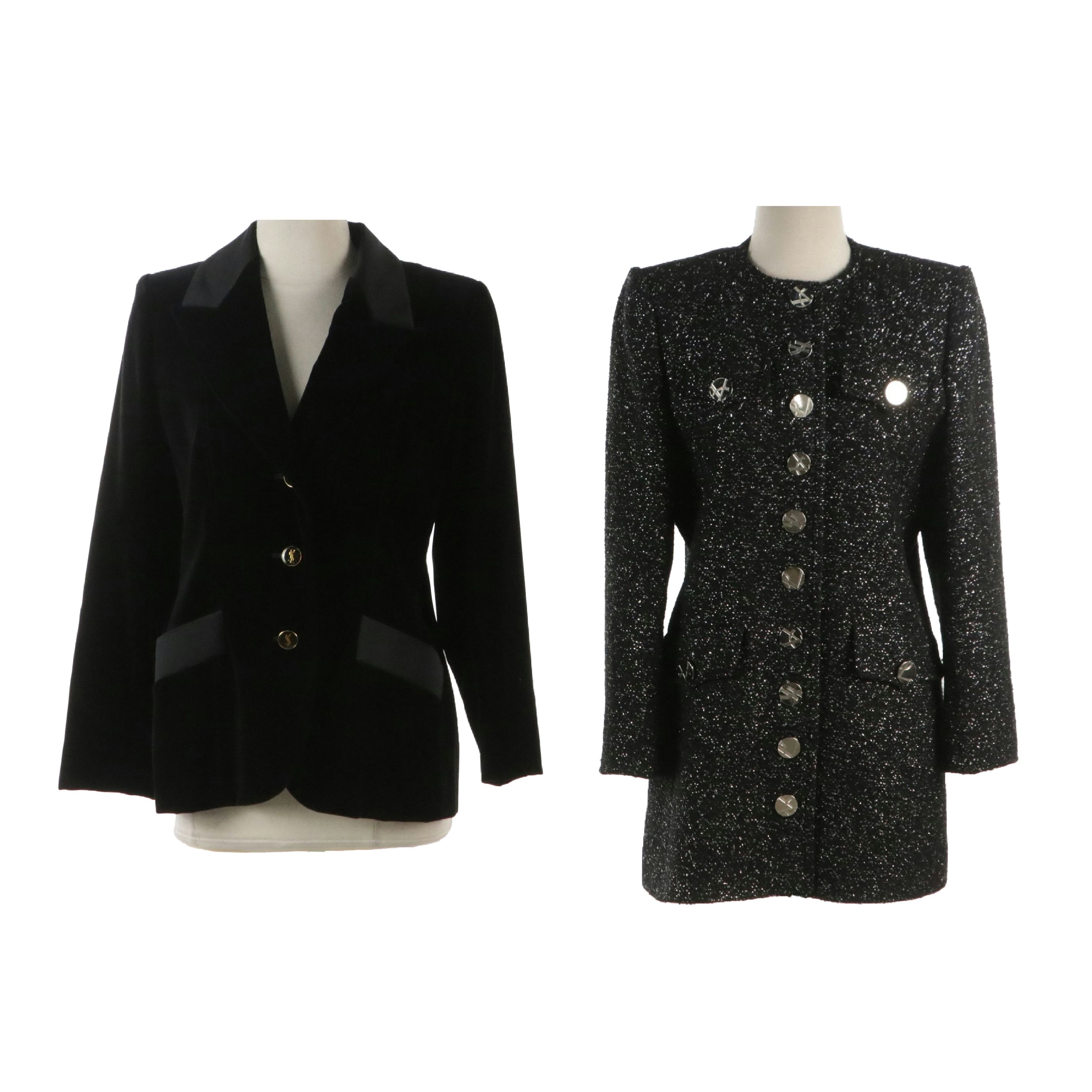 Yves Saint Laurent Encore Evening Jackets in Velvet and Bouclé Wool Knit