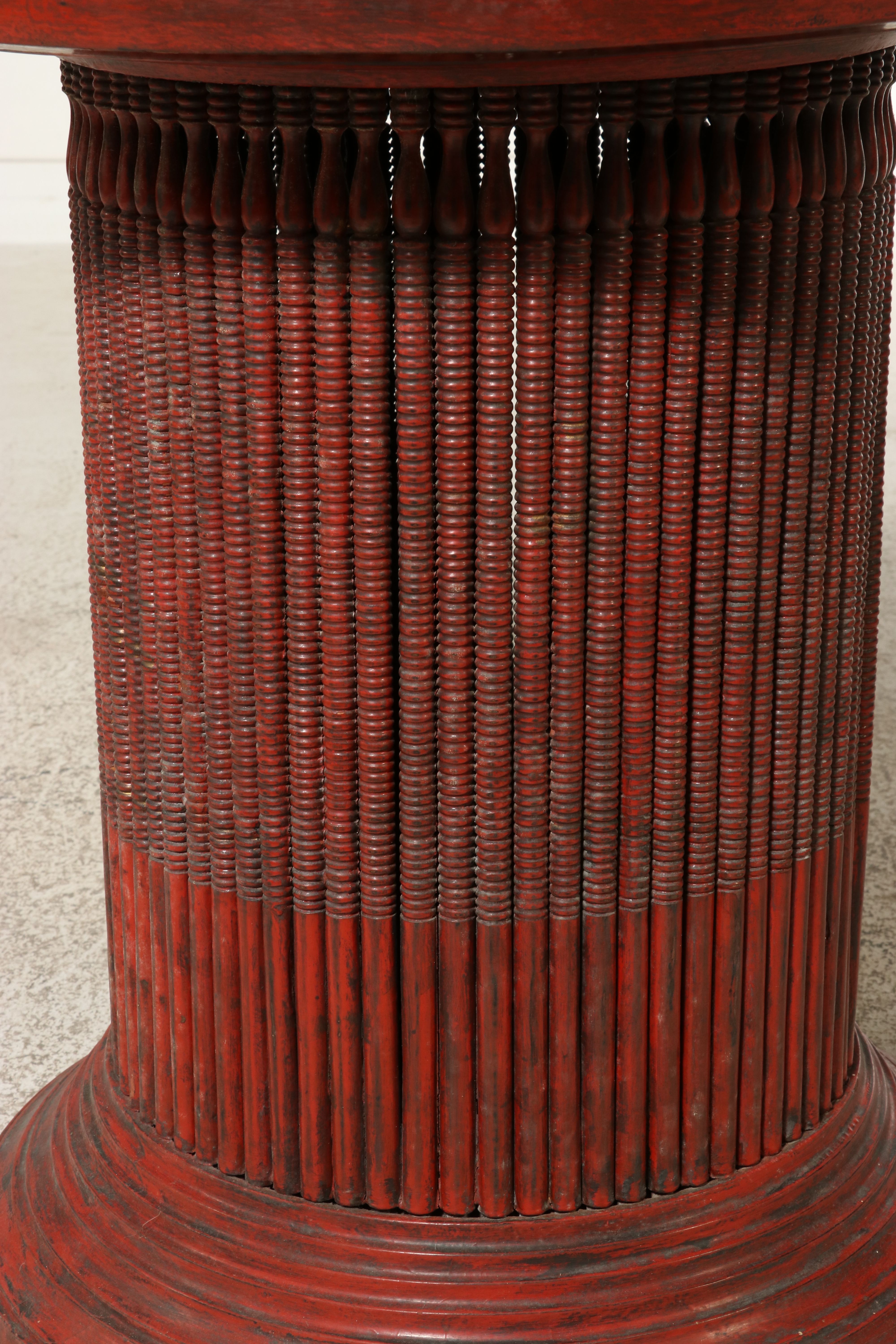 Burmese Cinnabar Lacquer Pedestal Offering Bowl, 20th Century