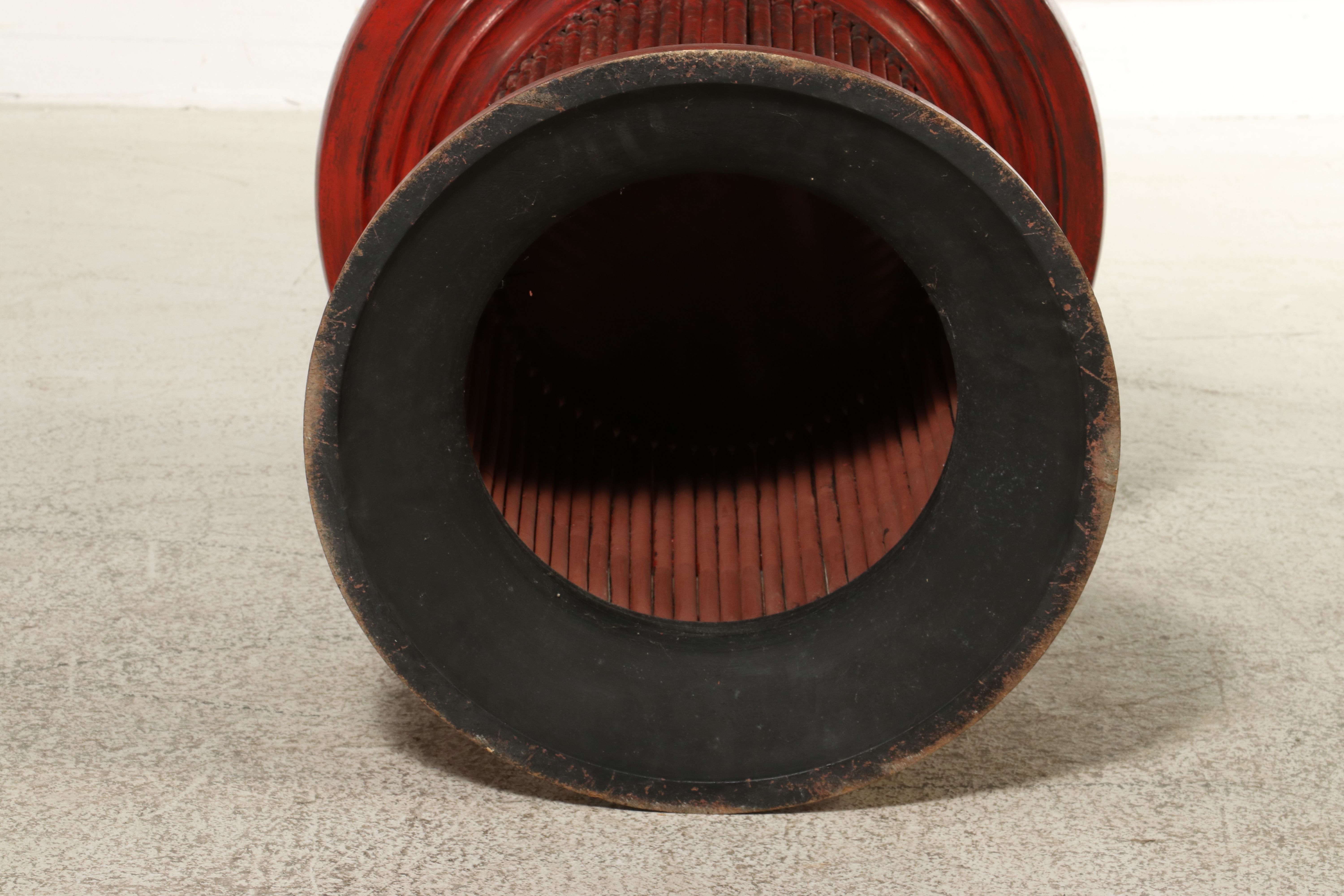 Burmese Cinnabar Lacquer Pedestal Offering Bowl, 20th Century