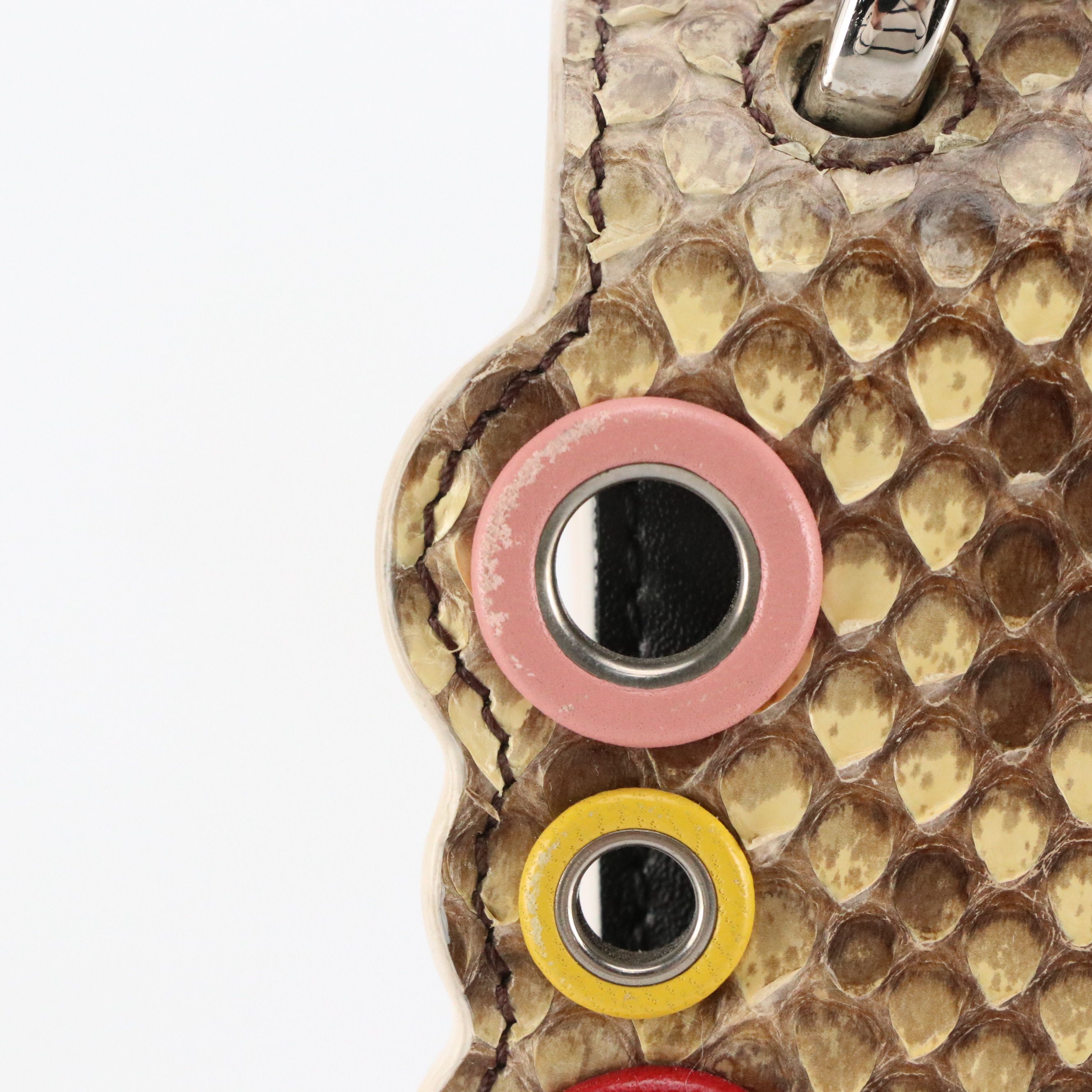 Fendi Kan I Chain Shoulder Bag in Black Calfskin and Scalloped Snakeskin Flap